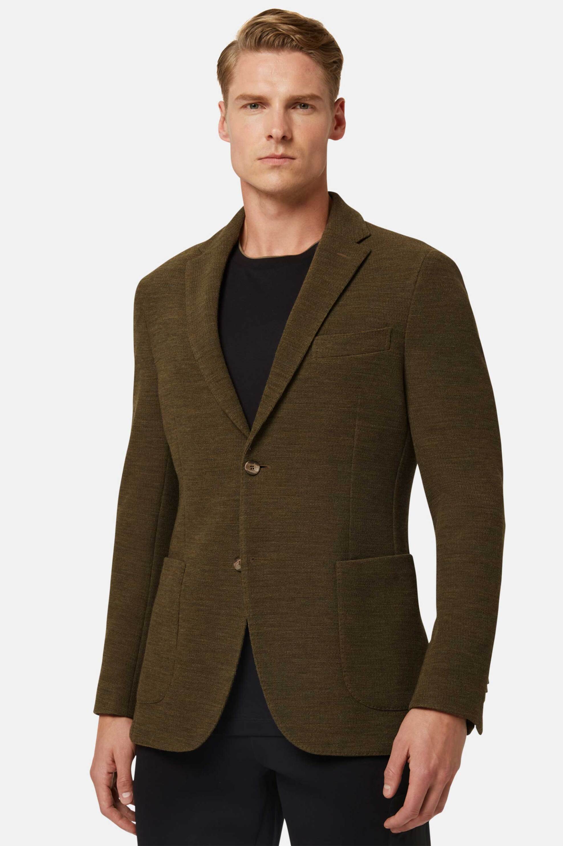 BOGGI MILANO Boggi Milano ανδρικό μάλλινο σακάκι Regular Fit - BO23A009102 Χακί