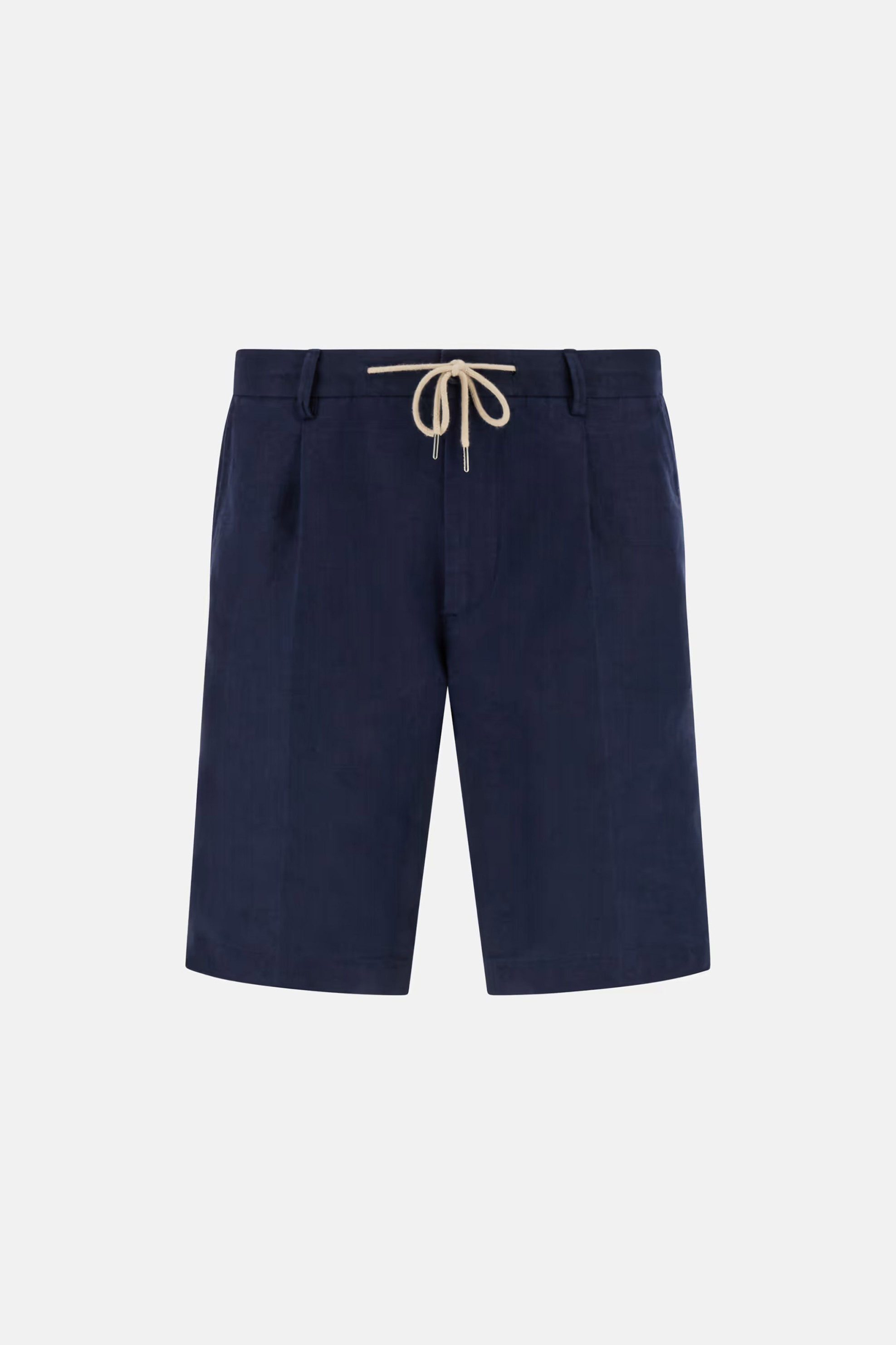 Boggi Milano Ανδρική Λινή Βερμούδα Μονόχρωμη Regular Fit - Bo25P035901 Μπλε Σκούρο