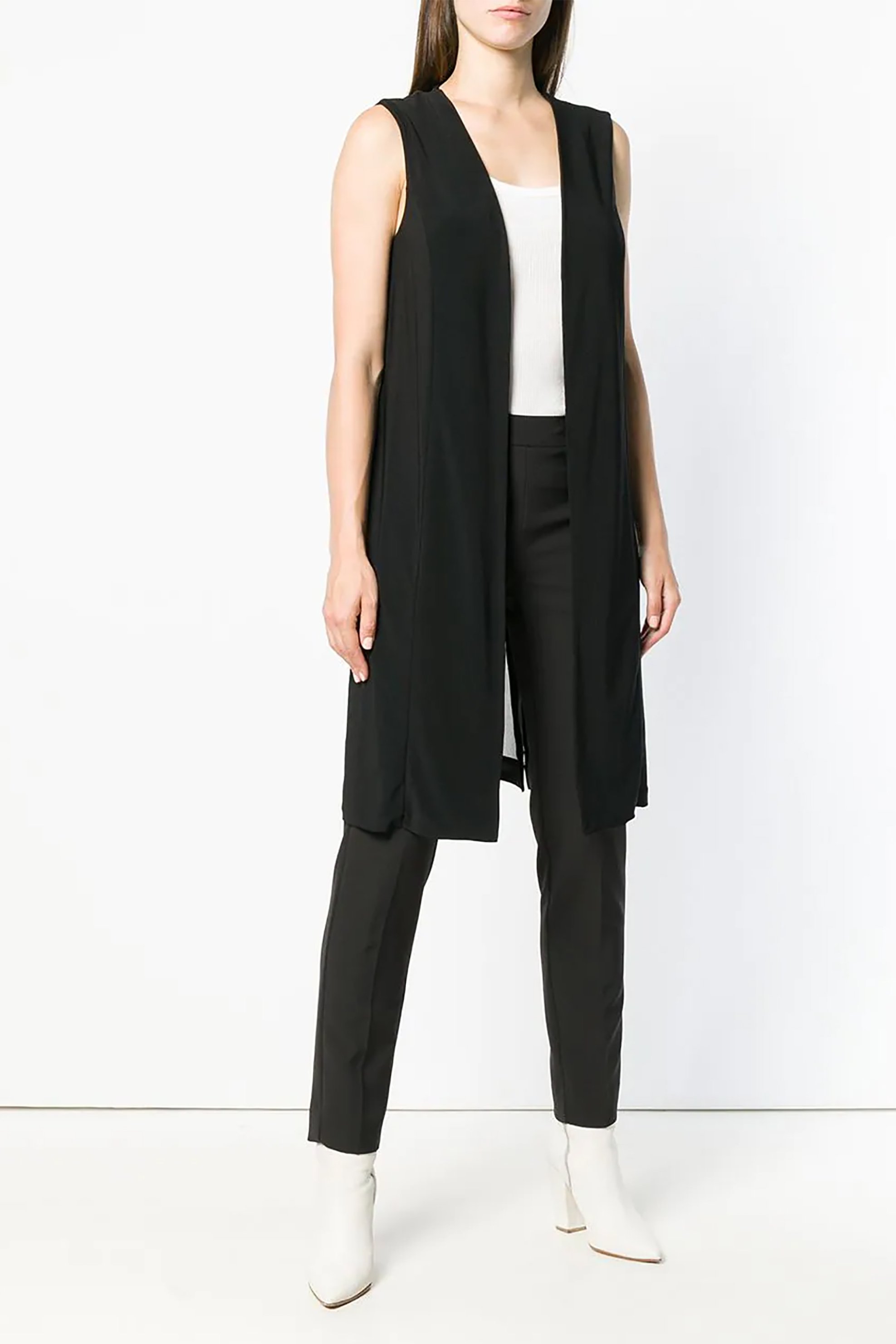 DKNY DKNY γυναικεία αμάνικη ζακέτα μονόχρωμη με διαφάνεια - W3319DKA Μαύρο