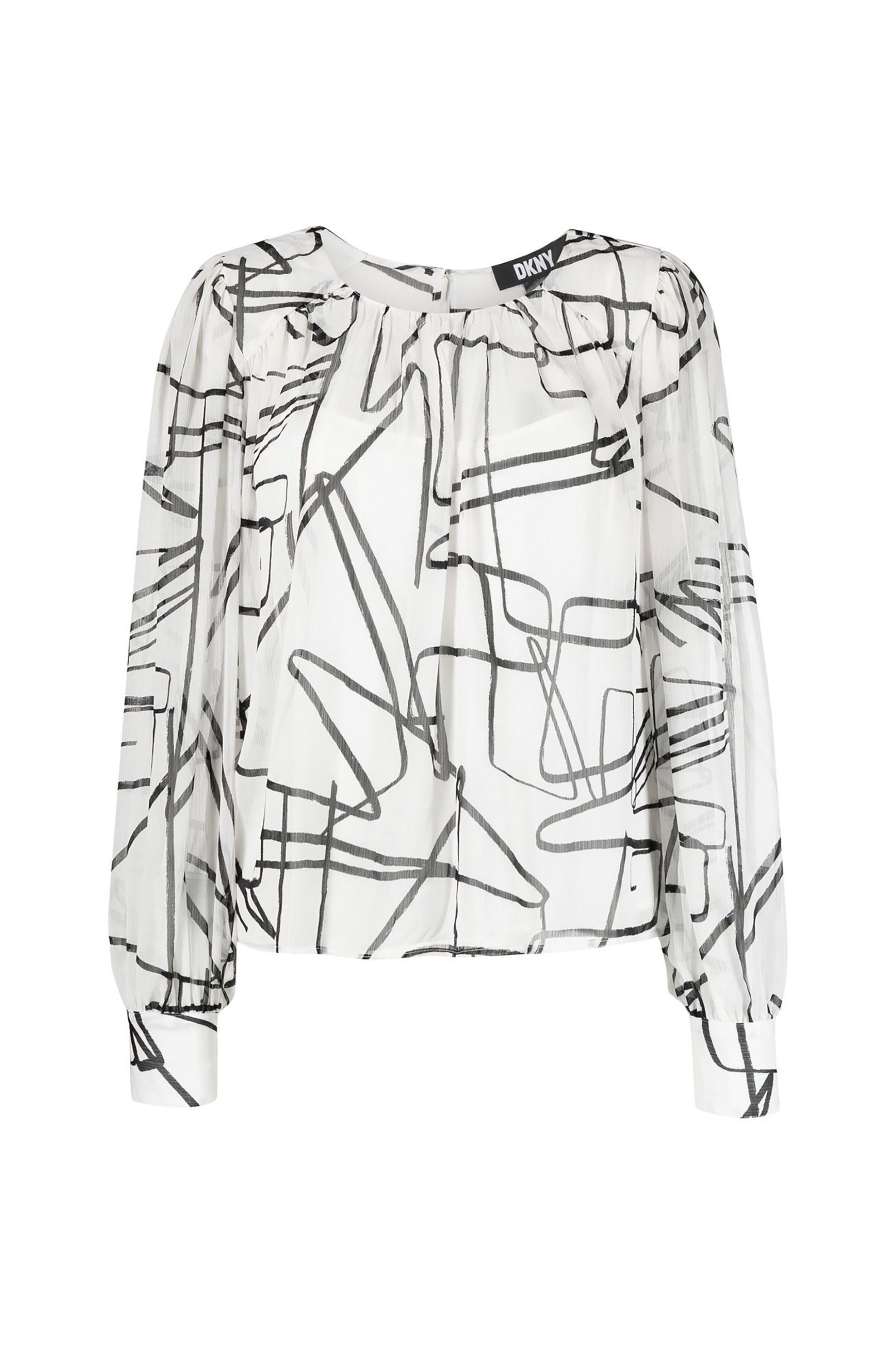 DKNY γυναικεία μπλούζα με μακρύ μανίκι και all-over graphic print - P2KAVQ07 Λευκό