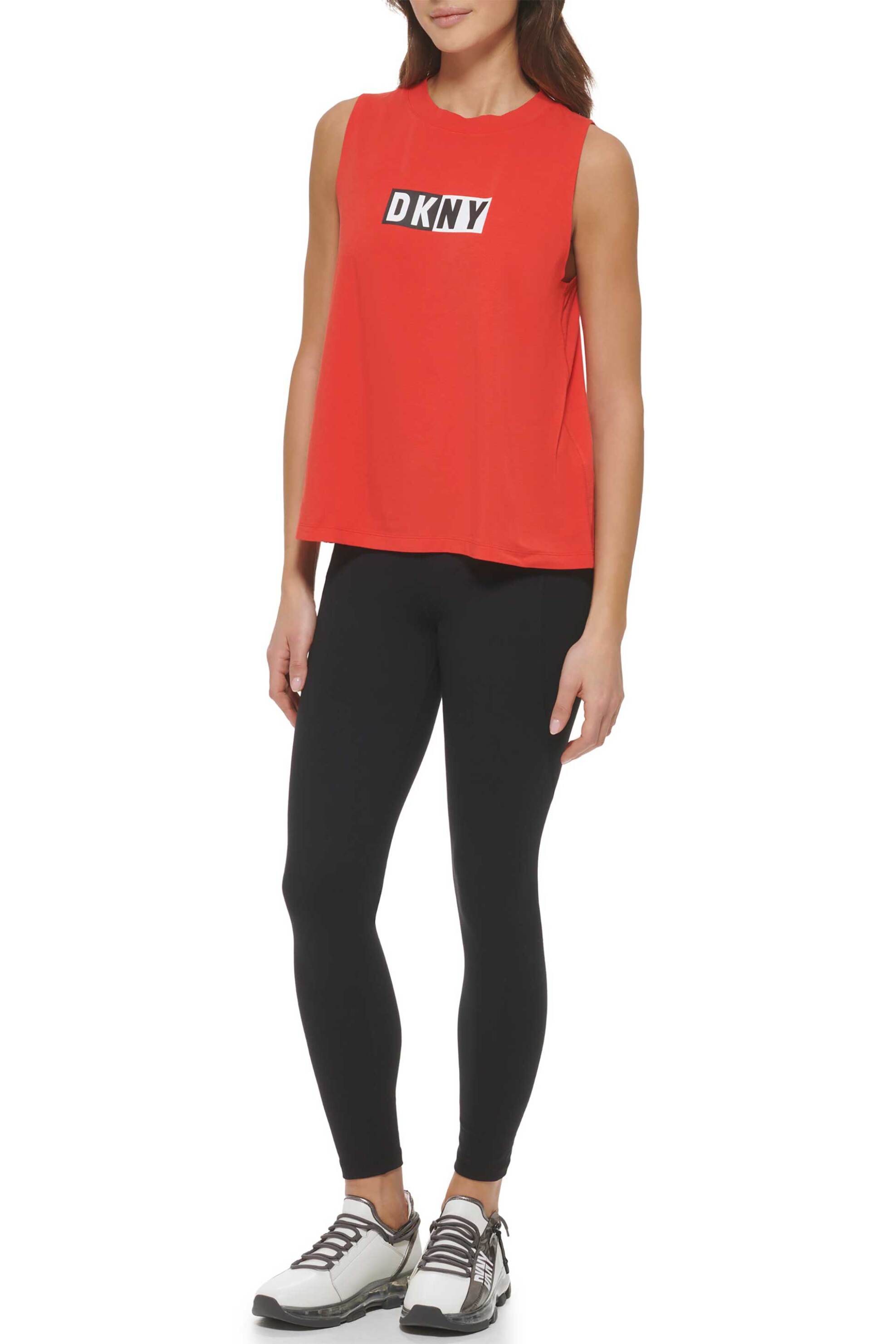 DKNY DKNY γυναικεία μπλούζα αμάνικη με logo print και στρογγυλή λαιμόκοψη - DP2T5892 Κόκκινο - 3