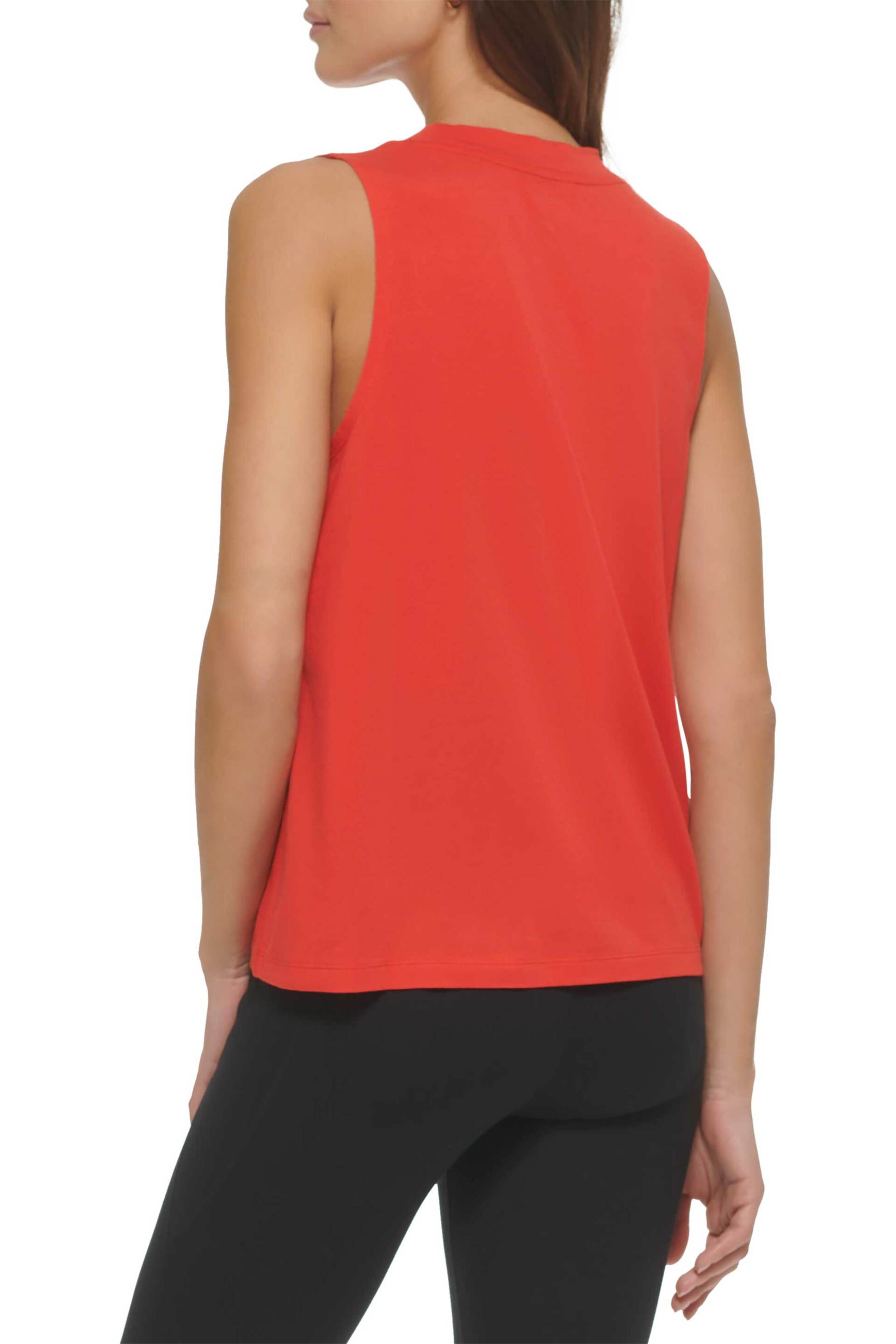 Dkny Γυναικεία Μπλούζα Αμάνικη με Logo Print Και Στρογγυλή Λαιμόκοψη - Dp2T5892 Κόκκινο