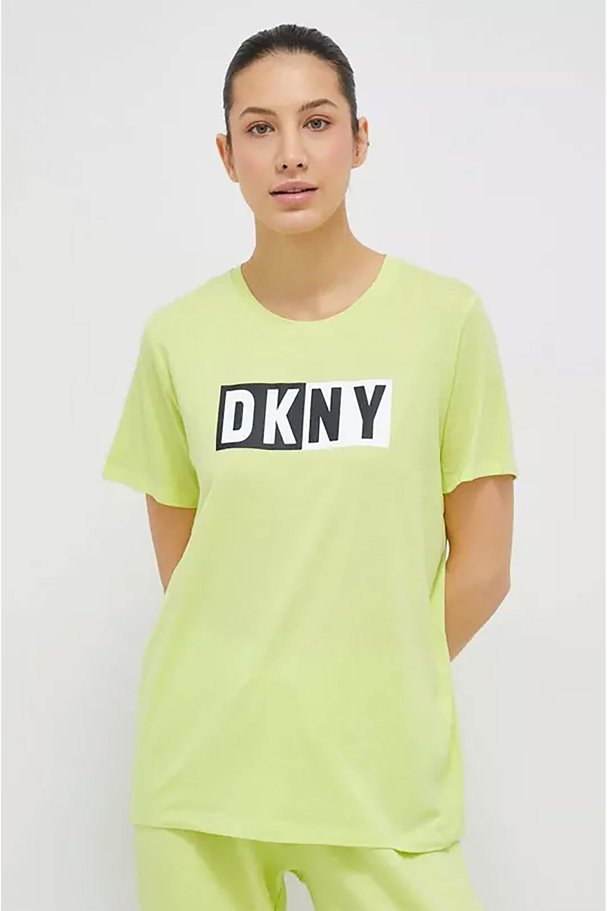 DKNY γυναικείο T-shirt με logo print και στρογγυλή λαιμόκοψη Regular Fit - DP2T5894 Πράσινο Lime