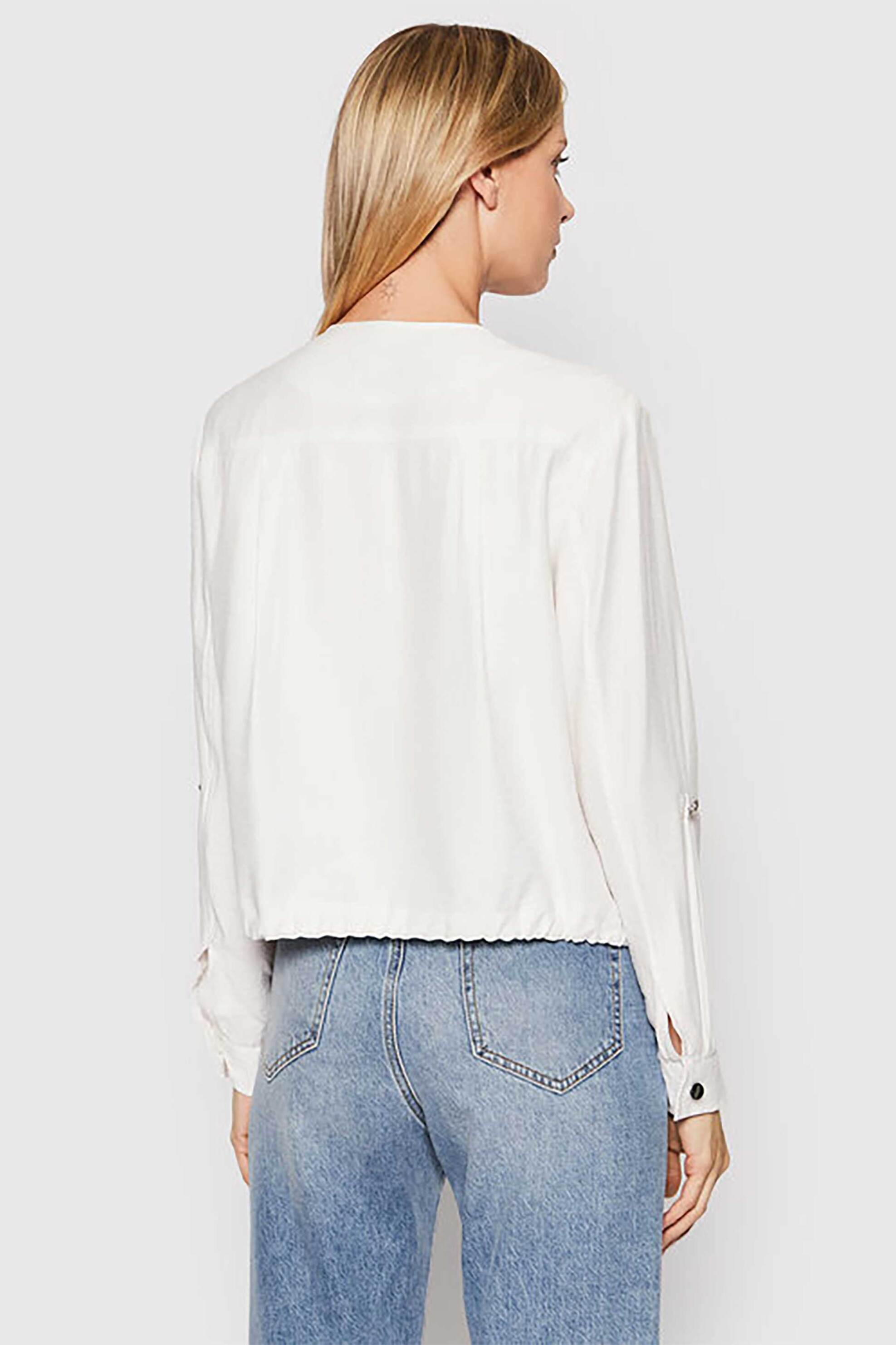 DKNY DKNY γυναικείο bomber jacket μονόχρωμο από τεχνητό μετάξι με τσέπες - P0RCNB41 Κρέμ - 4