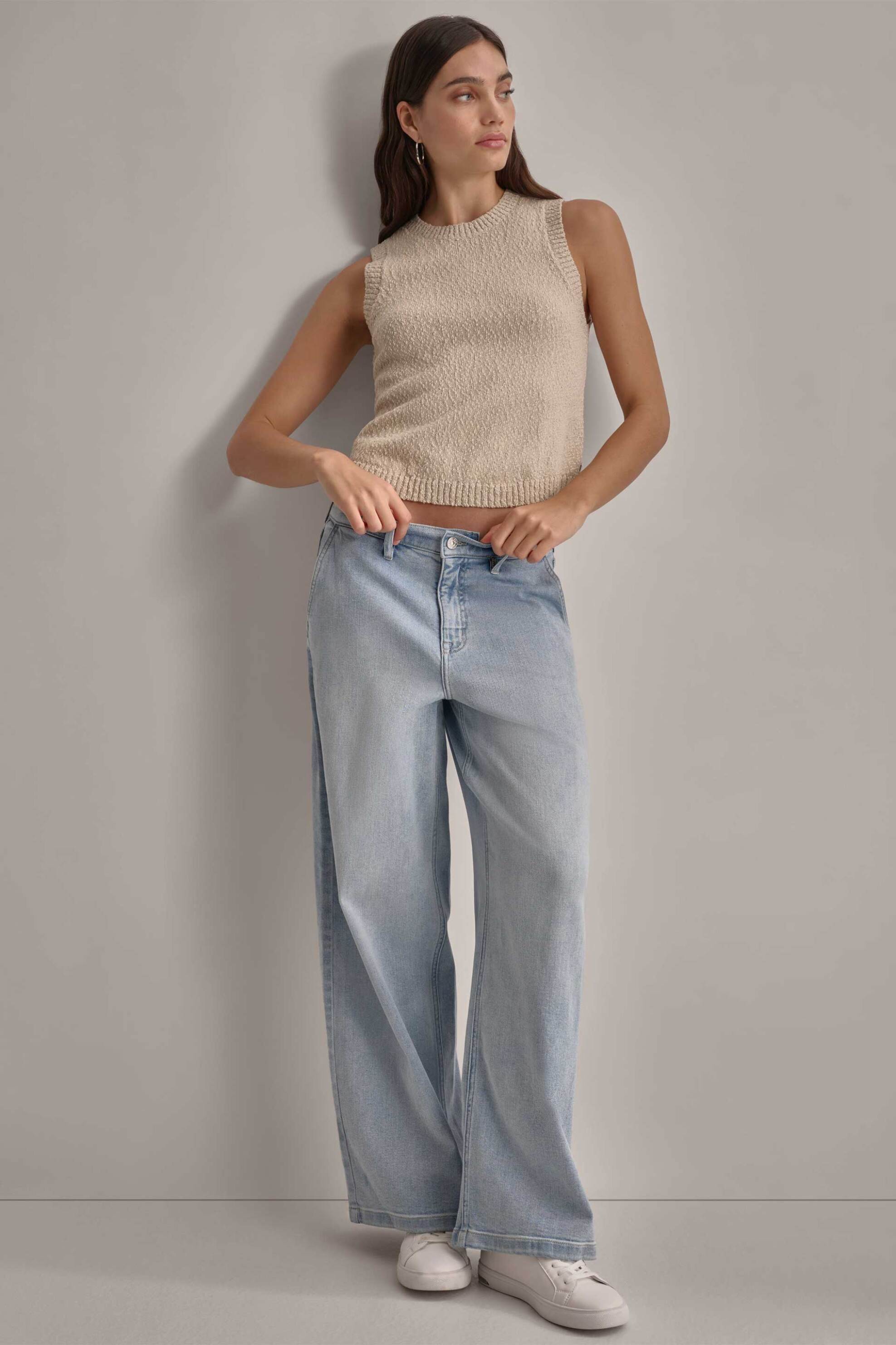 DKNY γυναικείο τζην παντελόνι ψηλόμεσο wide leg - DJ4G4008