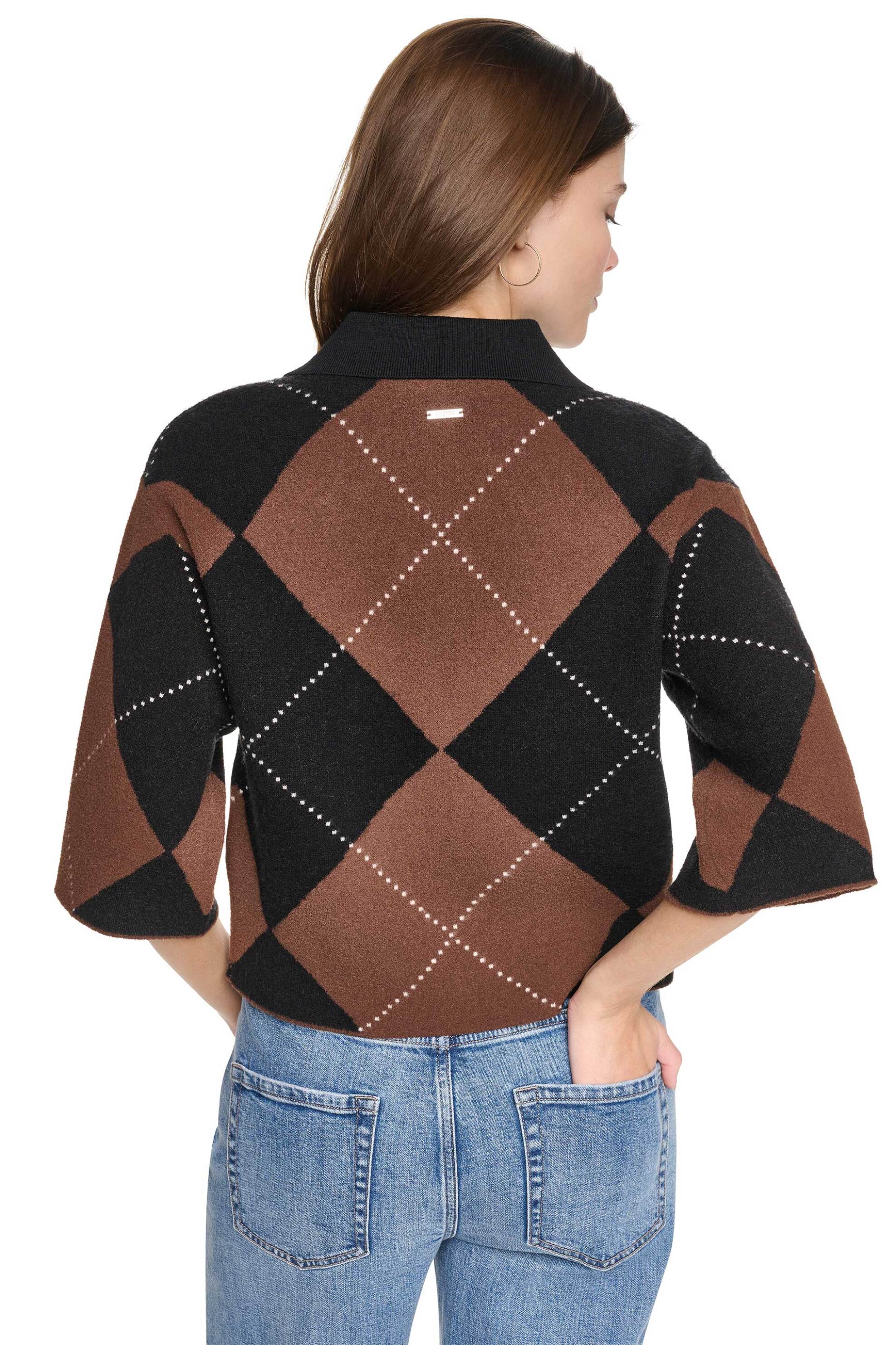 DKNY DKNY γυναικεία ζακέτα με καρό σχέδιο - DJ6R0793 Καφέ - 4