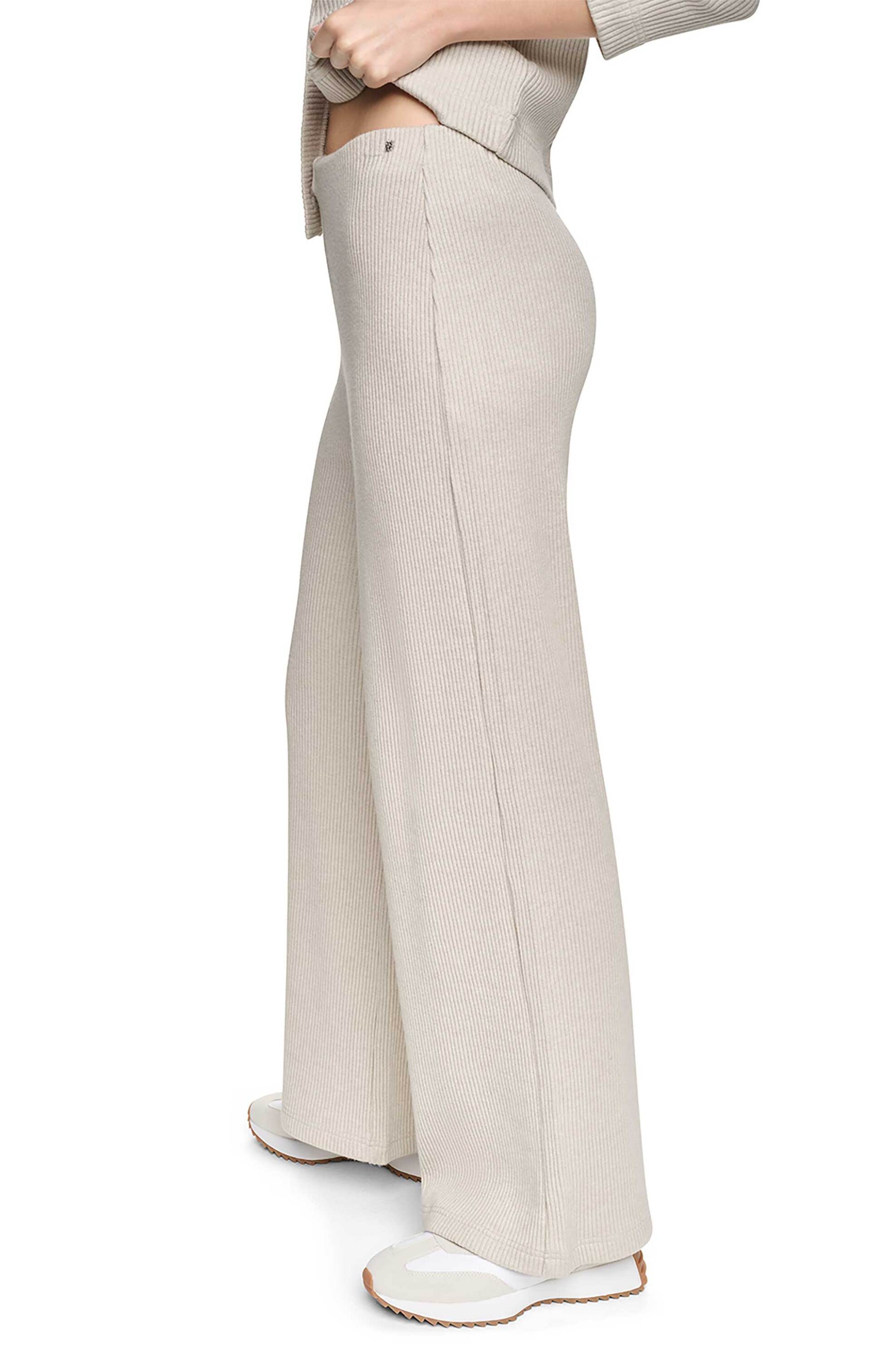 DKNY DKNY γυναικείο παντελόνι πλεκτό ribbed - DJ6P3178 Εκρού - 3