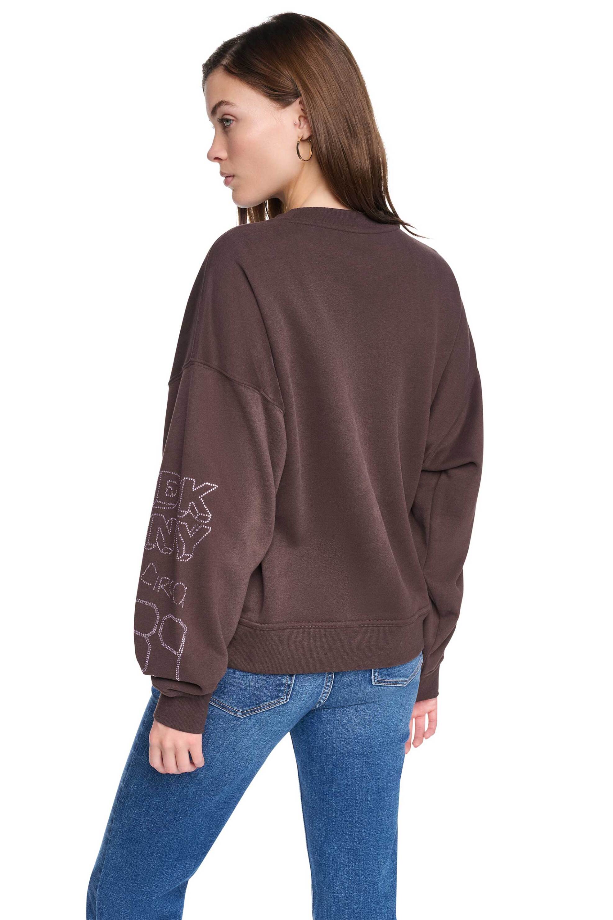 DKNY DKNY γυναικεία μπλούζα φούτερ με print - DJ6T1840 Καφέ Σκούρο - 4
