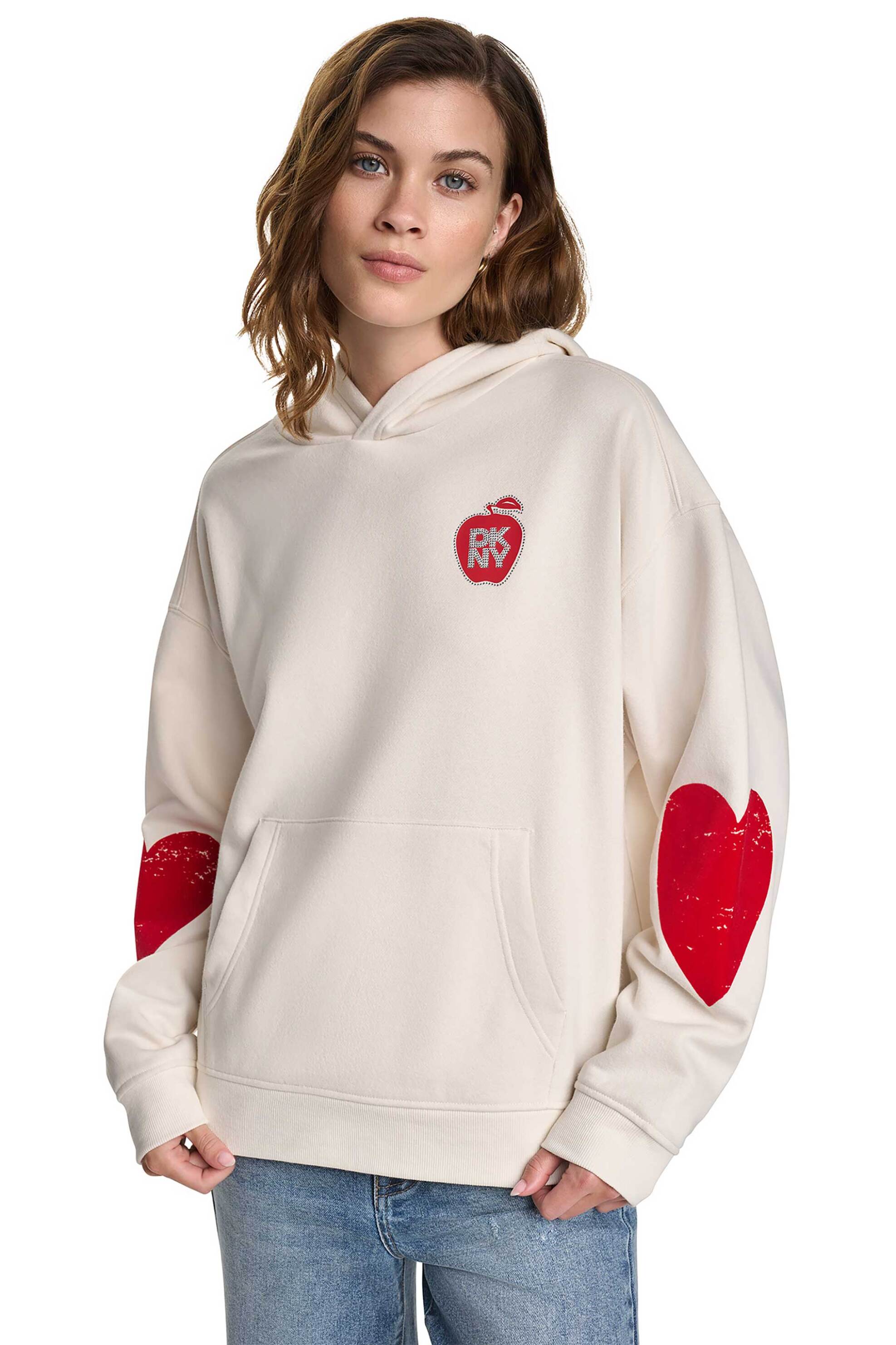 DKNY γυναικεία μπλούζα φούτερ με print Oversized - DJ6T1862 Εκρού