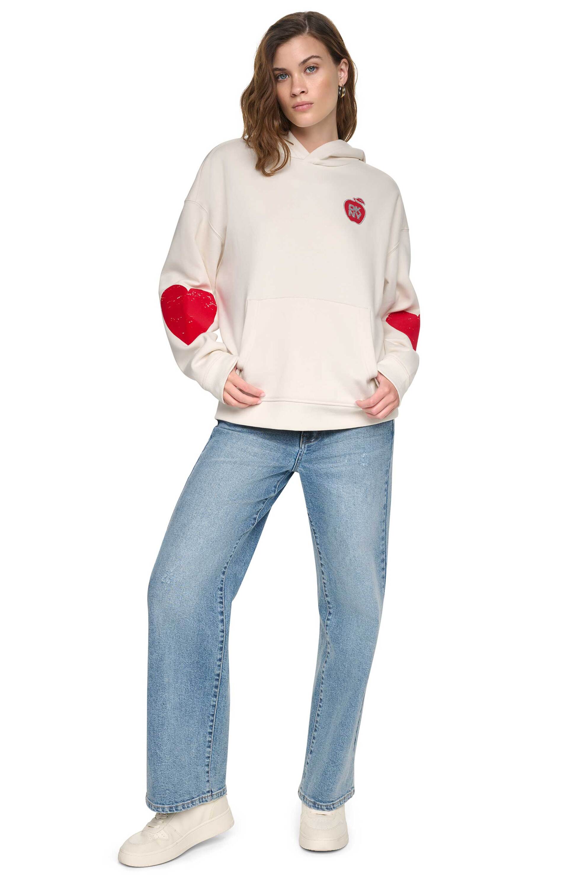 DKNY γυναικεία μπλούζα φούτερ με print Oversized - DJ6T1862 Εκρού