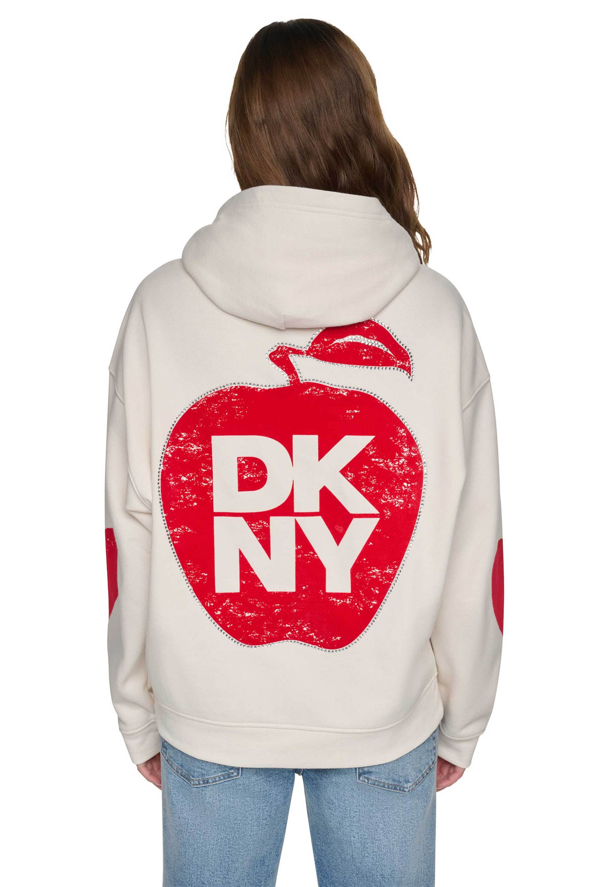 DKNY DKNY γυναικεία μπλούζα φούτερ με print Oversized - DJ6T1862 Εκρού - 3