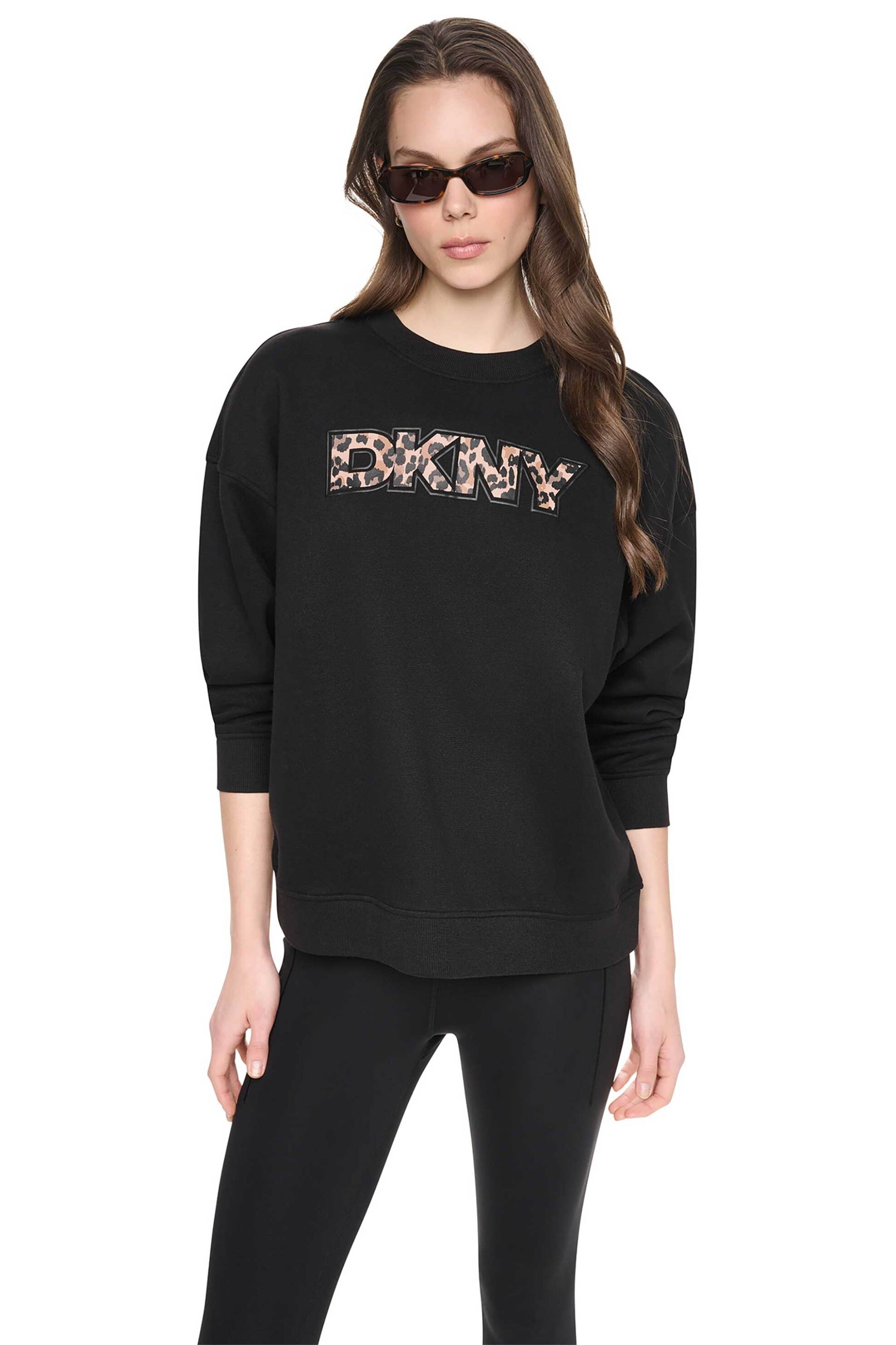 DKNY γυναικεία μπλούζα φούτερ με λογότυπο animal print - DP6T1829 Μαύρο