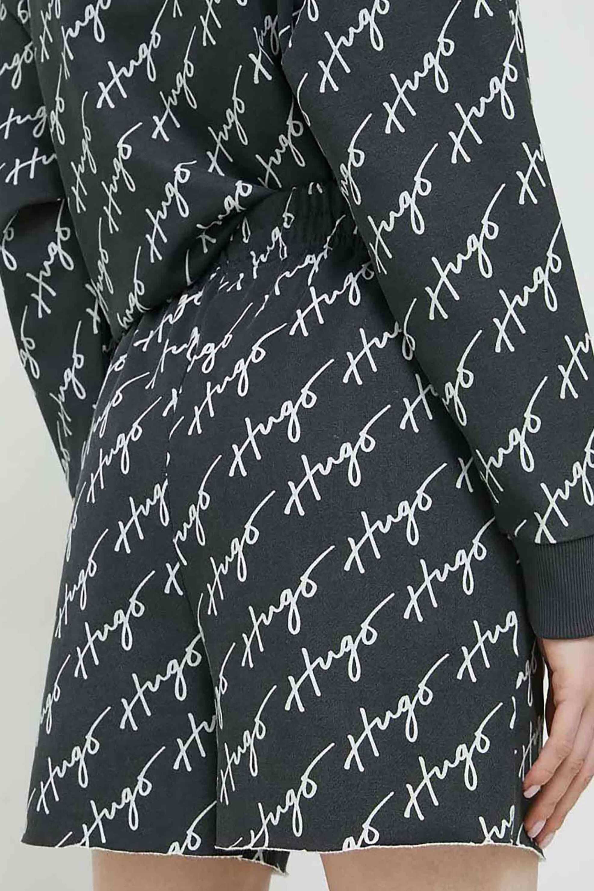 HUGO Hugo γυναικείο σορτς βαμβακερό με all-over handwritten logo print και ελαστική μέση "Nasinde" - 50486339 Μαύρο - 2