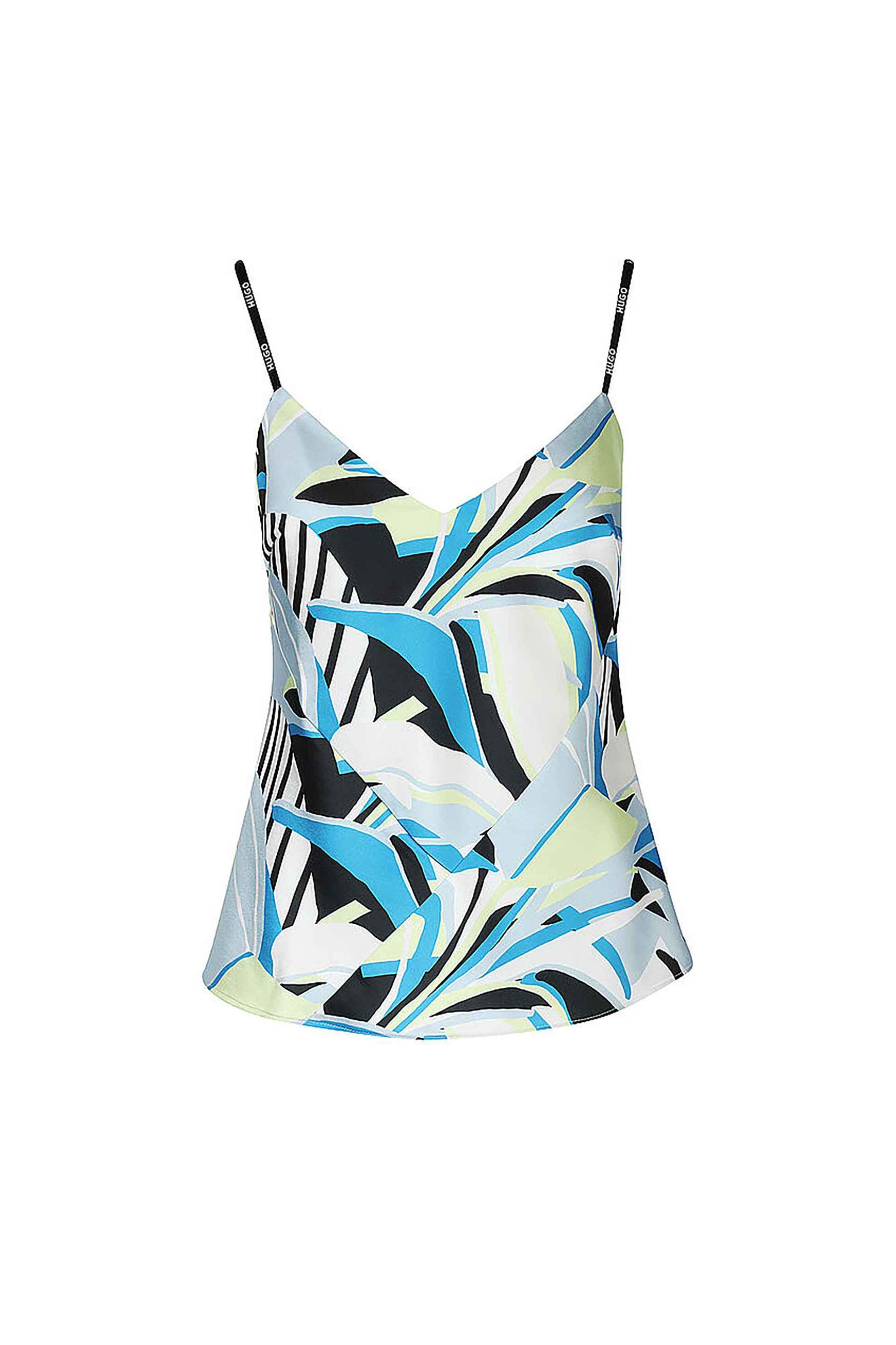 Hugo Boss γυναικείο top αμάνικο με all-over print και V λαιμόκοψη 