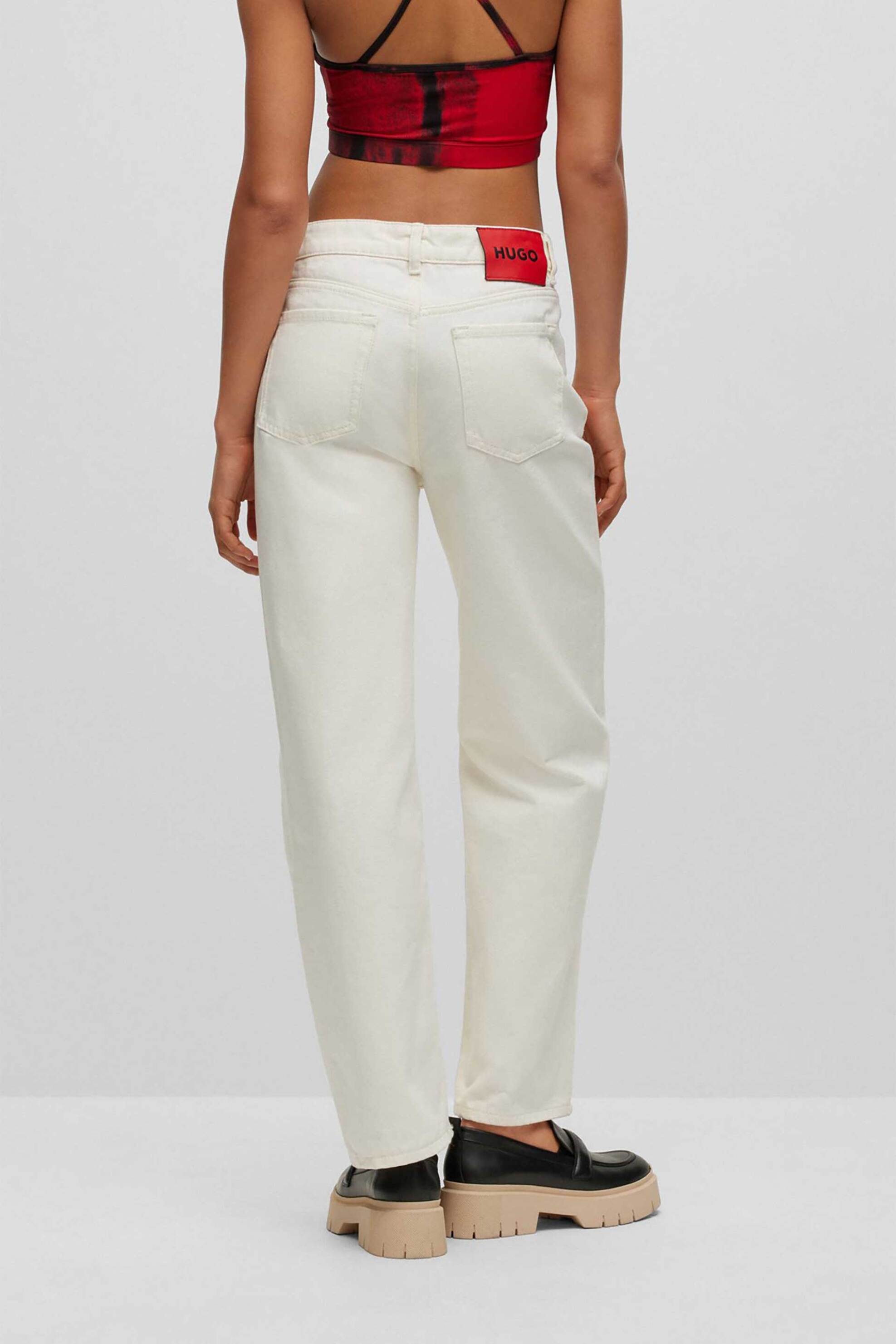 Hugo Boss Γυναικείο Τζην Παντελόνι Relaxed-Fit με Λοξό Κούμπωμα 937 3 - 50496041 Εκρού