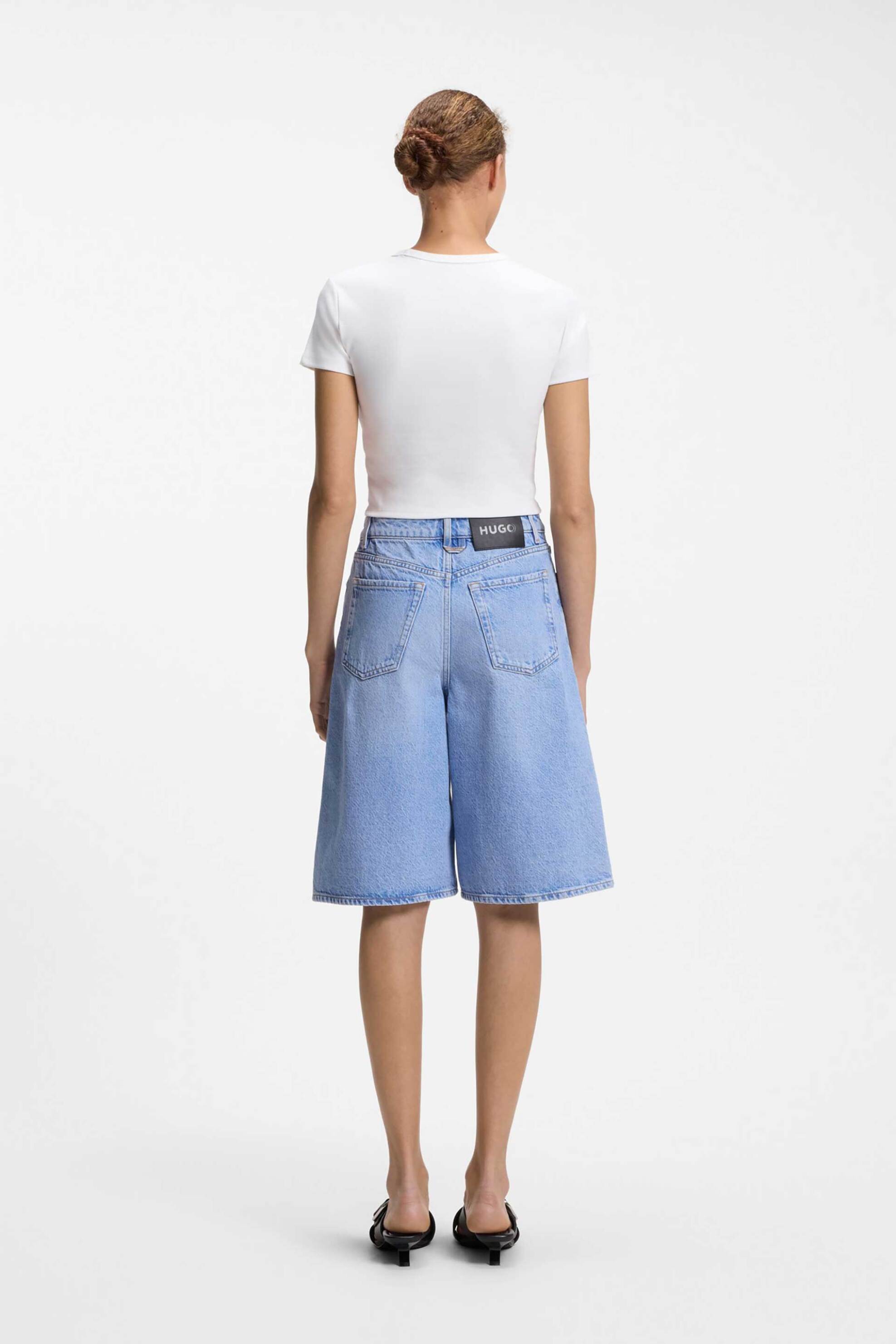 HUGO Hugo Boss γυναικείο T-shirt βαμβακερό μονόχρωμο με λογότυπο "Delanor" - 50512000 Λευκό - 3