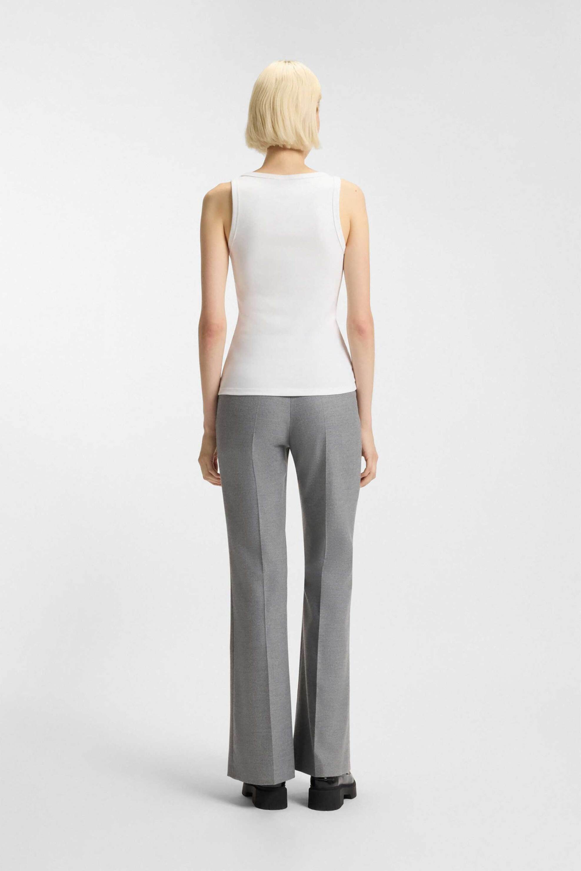 Hugo Boss Γυναικείο Αμάνικο Τοπ Μονόχρωμο με Contrast Logo Print Datamia - 50514489 Λευκό