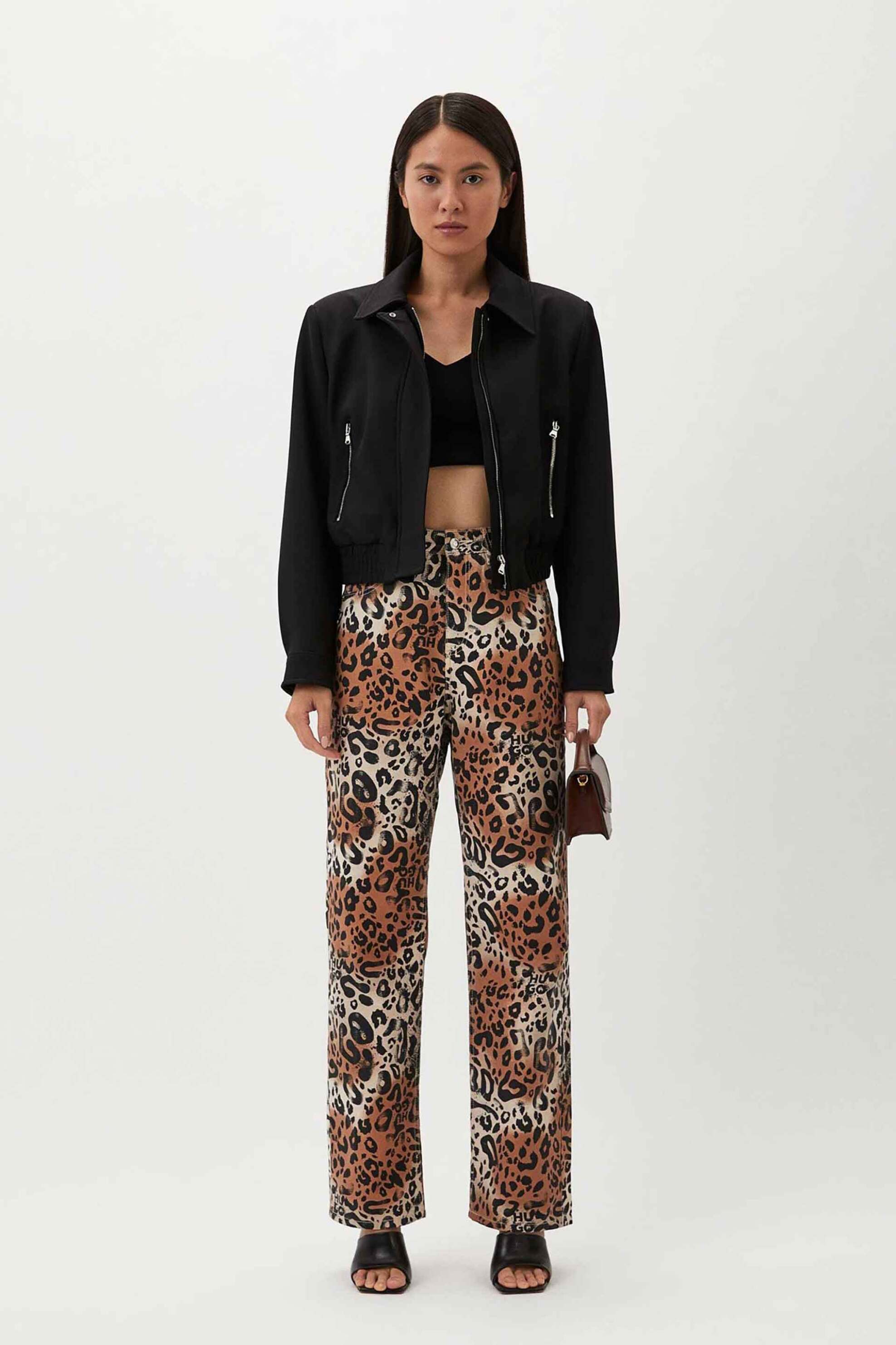 Hugo Boss γυναικείο denim παντελόνι animal print "Ηisanna" - 50518154 Μπεζ