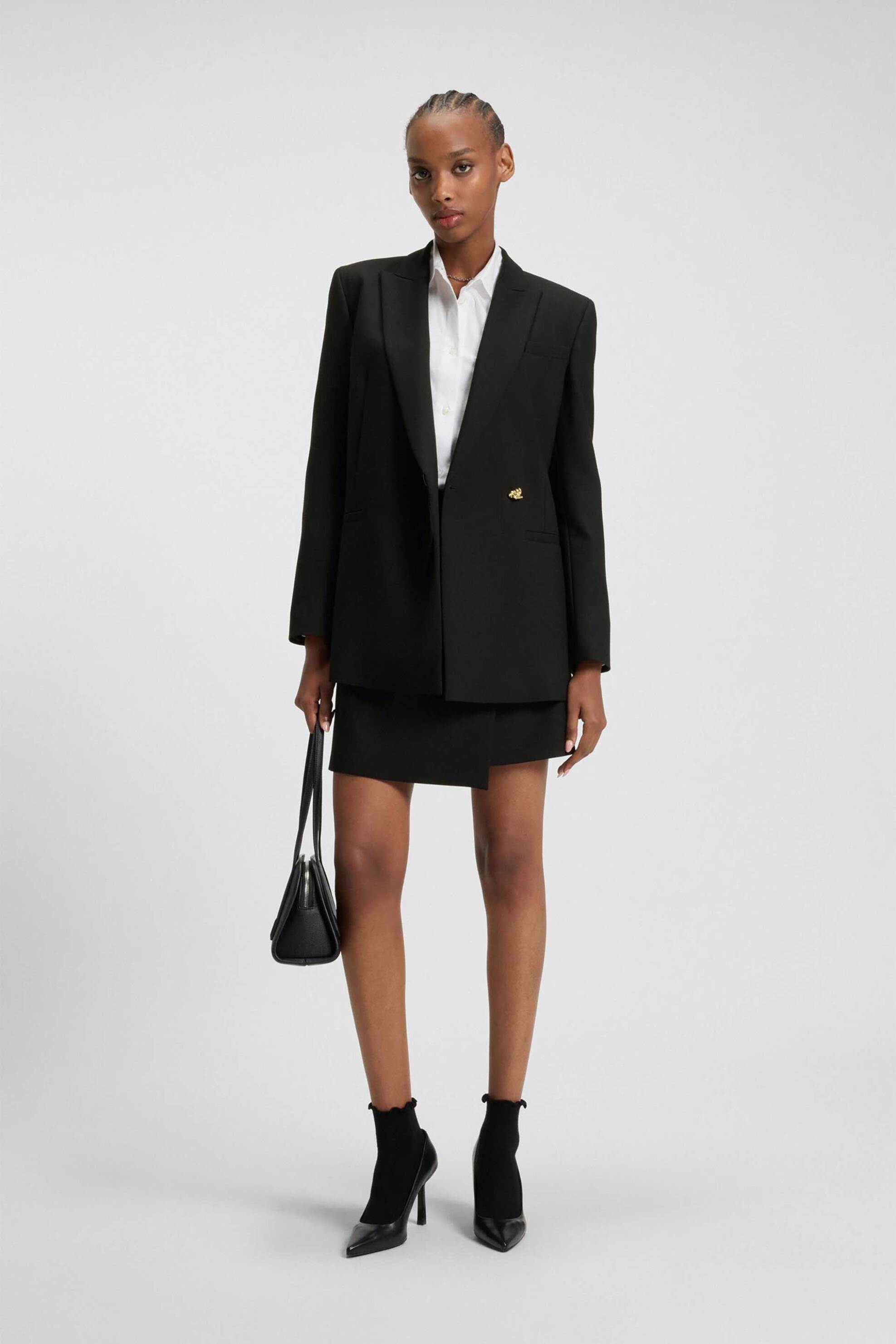 HUGO Hugo Boss γυναικεία mini φούστα κρουαζέ με χρυσό κουμπί Regular Fit "Raluni" - 50547624 Μαύρο