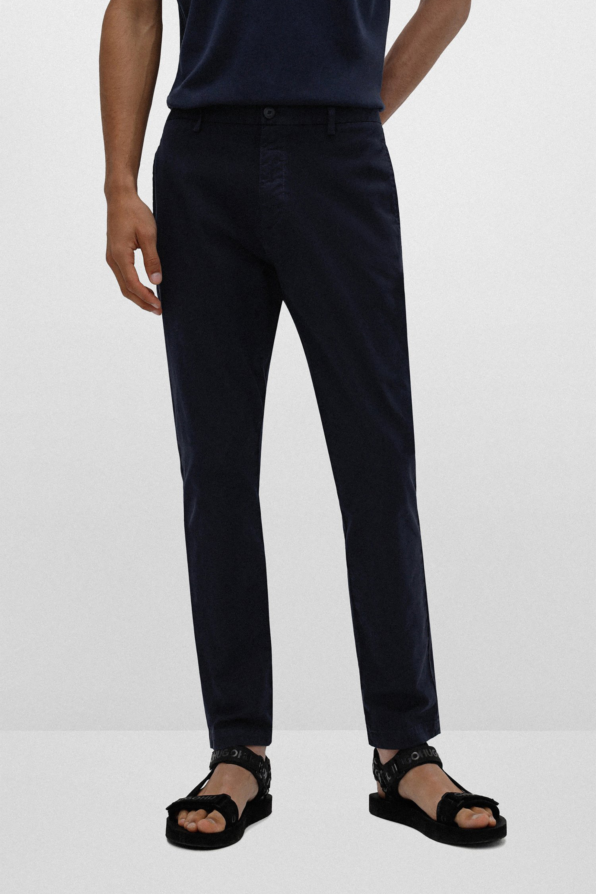 Hugo Boss ανδρικό chino παντελόνι με θηλιές για ζώνη Slim Fit "David" - 50468314 Μπλε Σκούρο φωτογραφία