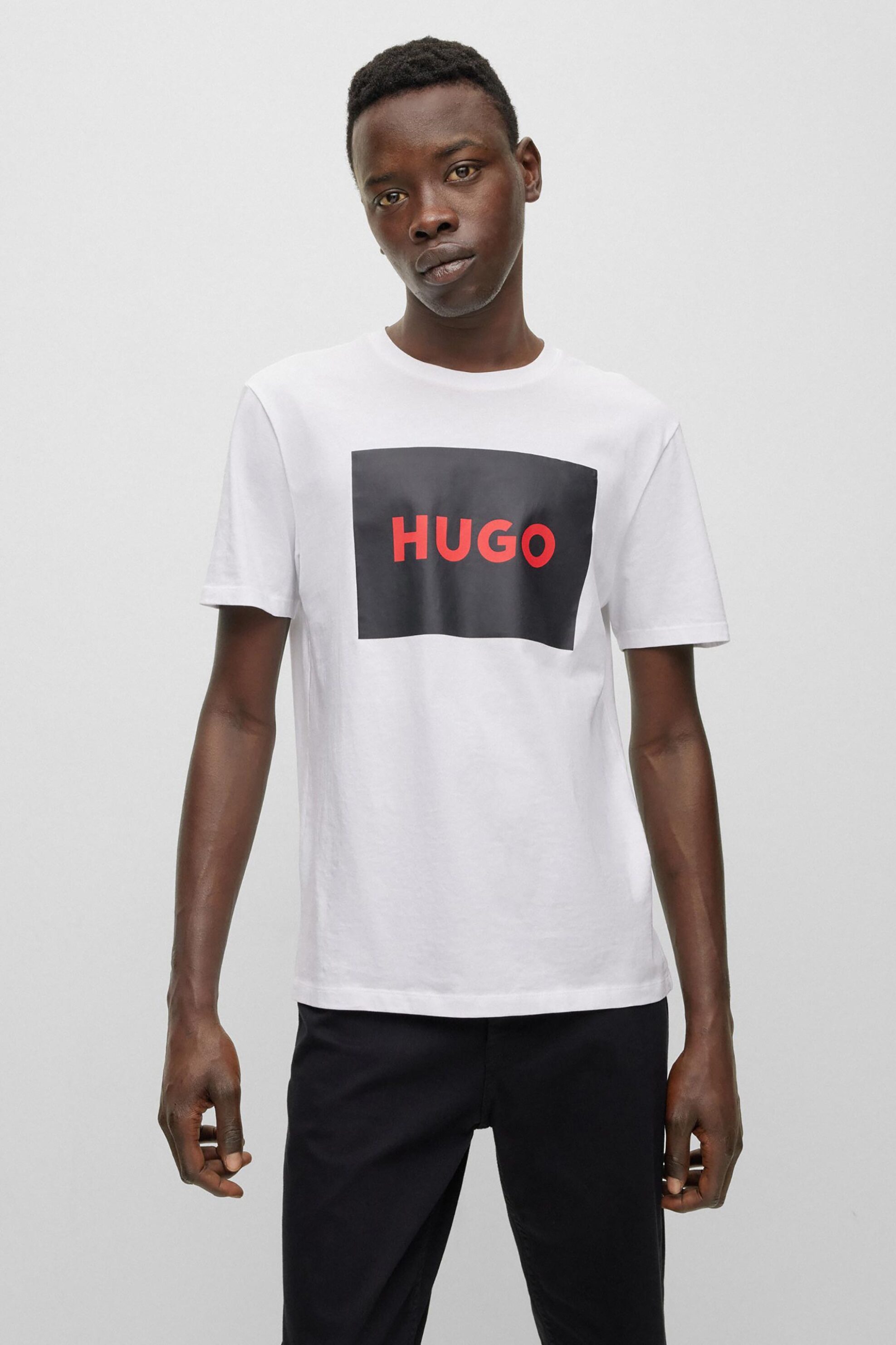 Hugo Boss ανδρικό T-shirt με logo print στο στήθος Regular Fit "Dulive" - 50467952 Λευκό
