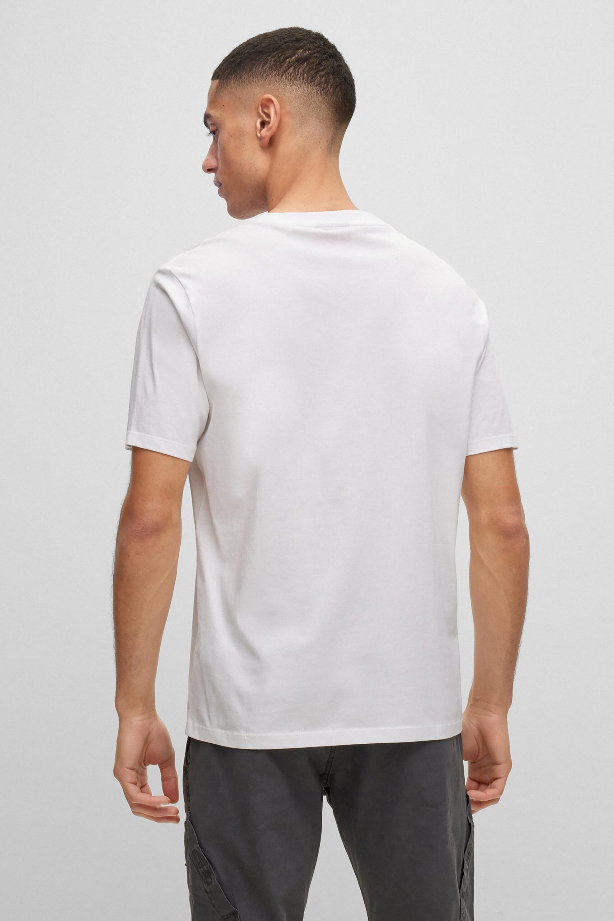 Hugo Boss Ανδρικό T-Shirt με Logo Print Στο Στήθος Regular Fit Dulive - 50467952 Λευκό