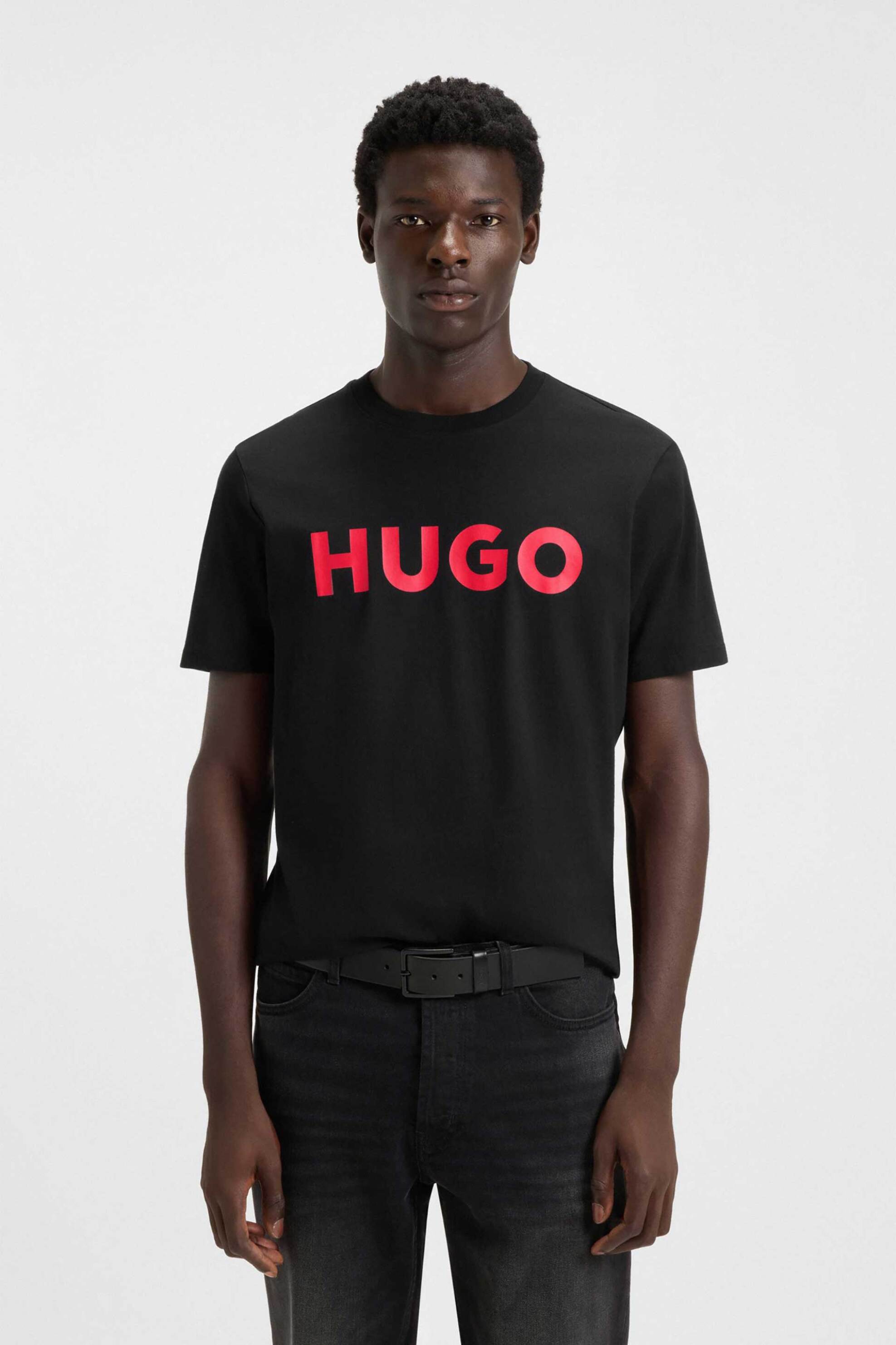 Hugo Boss ανδρικό T-shirt με logo print Regular Fit "Dulivio" - 50467556 Μαύρο - Κόκκινο