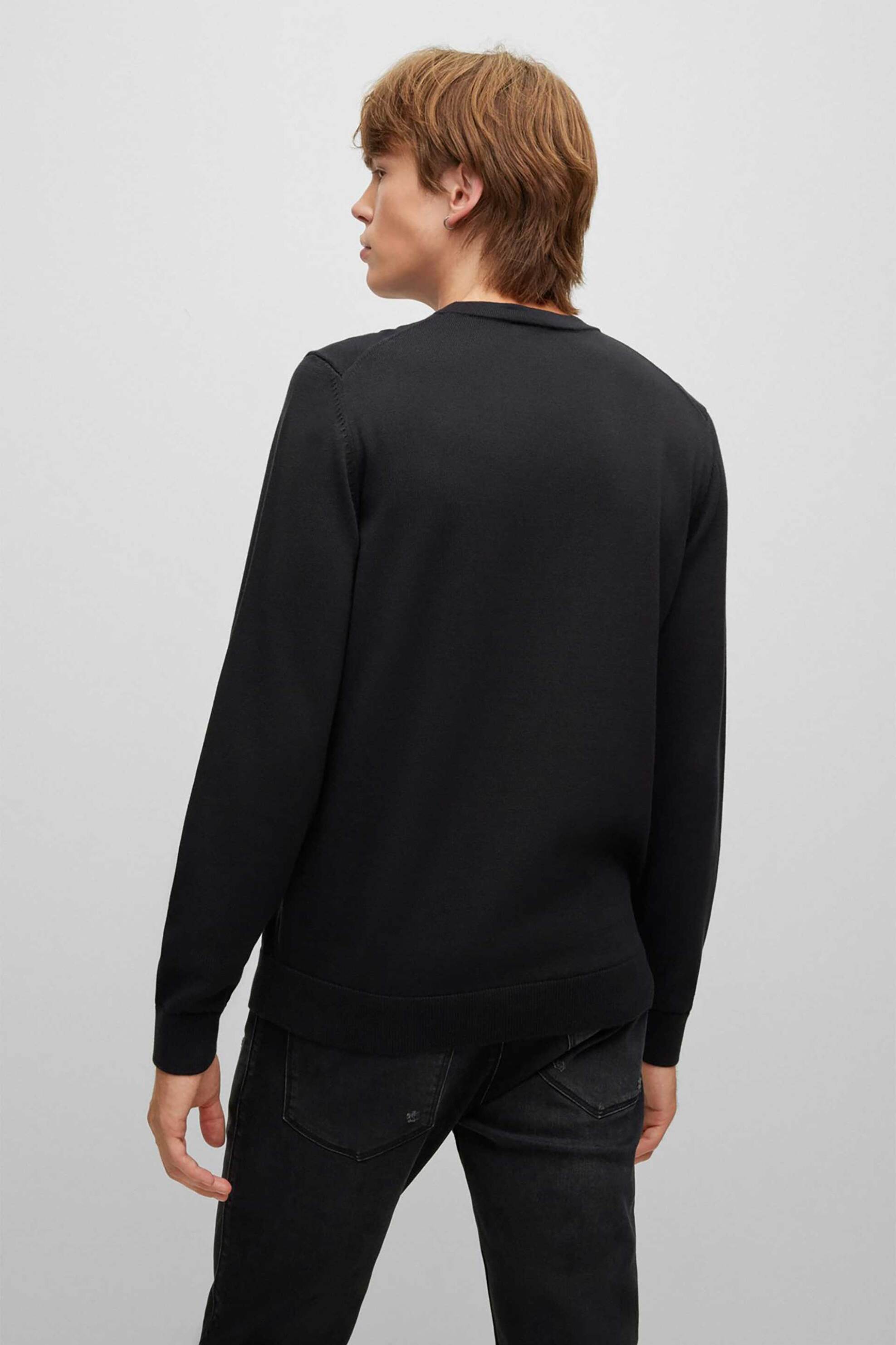 Hugo Boss ανδρικό πουλόβερ μονόχρωμο με λογότυπο "San Cassius" - 50475083 Μαύρο φωτογραφία