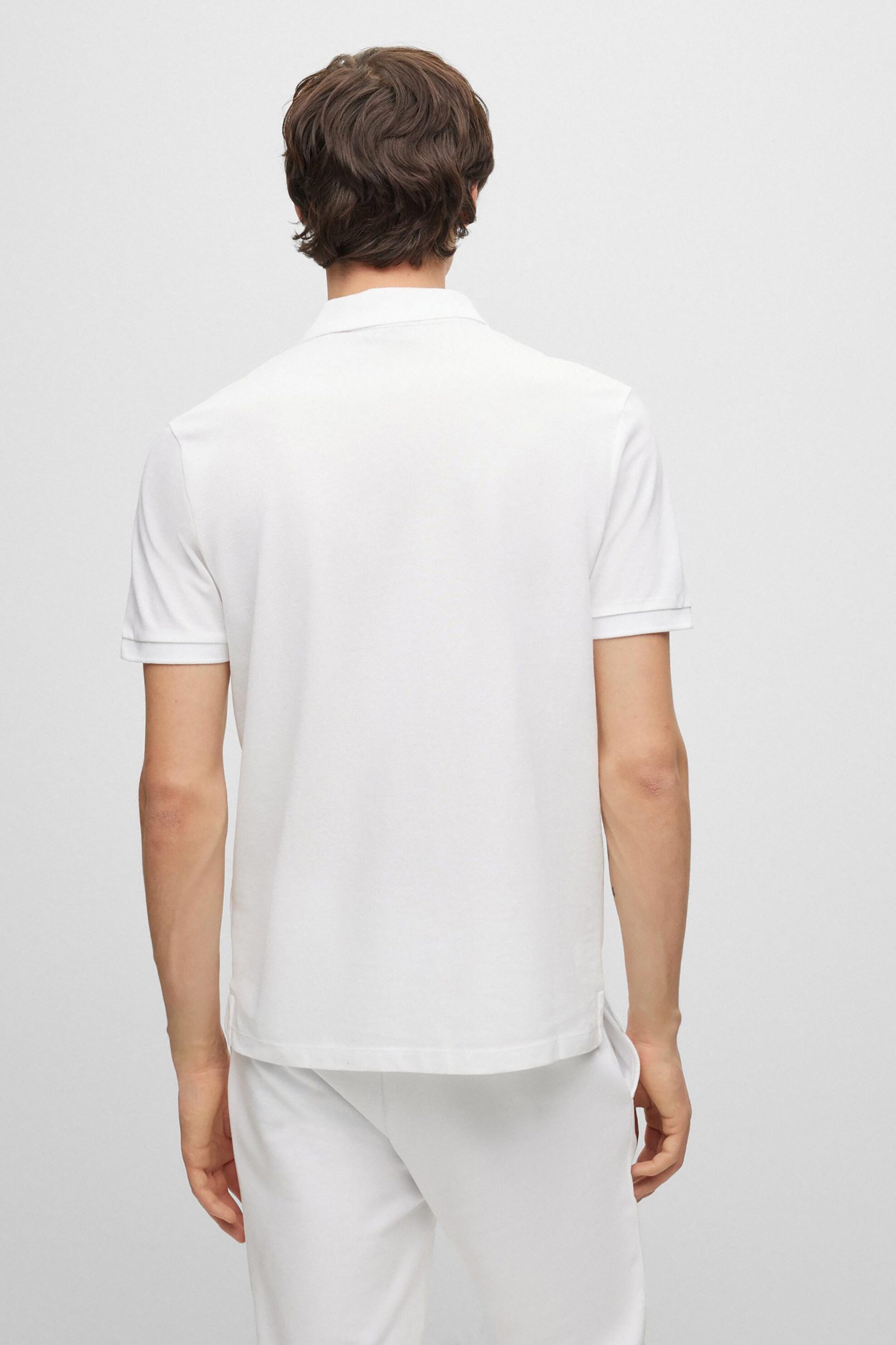 Hugo Boss Ανδρική Μπλούζα Πόλο με Λογότυπο Regular Fit Donos - 50466182 Λευκό