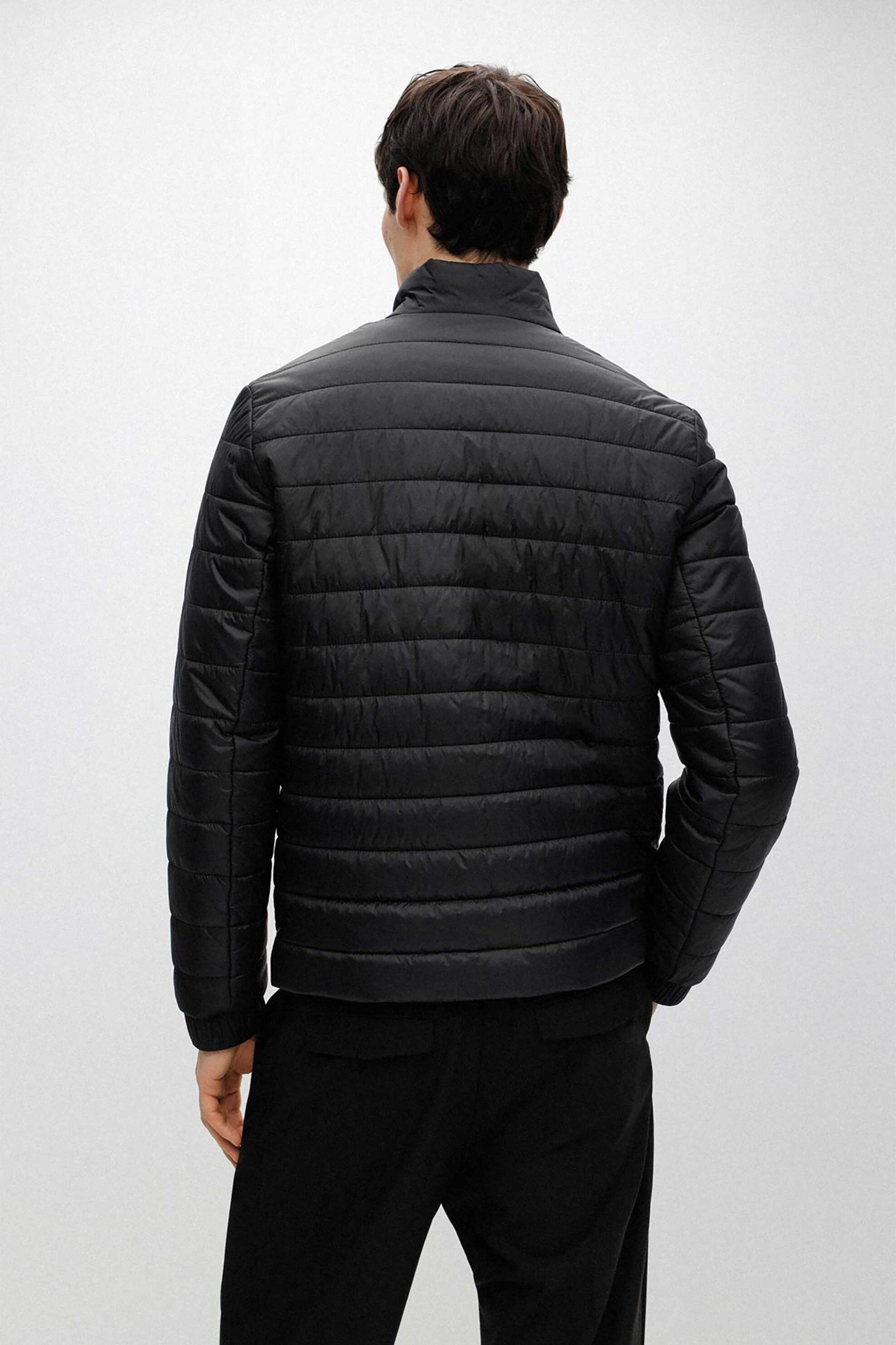 Hugo Boss Ανδρικό Μπουφάν Καπιτονέ με Ψηλό Γιακά Και Logo Print Benti - 50468719 Μαύρο