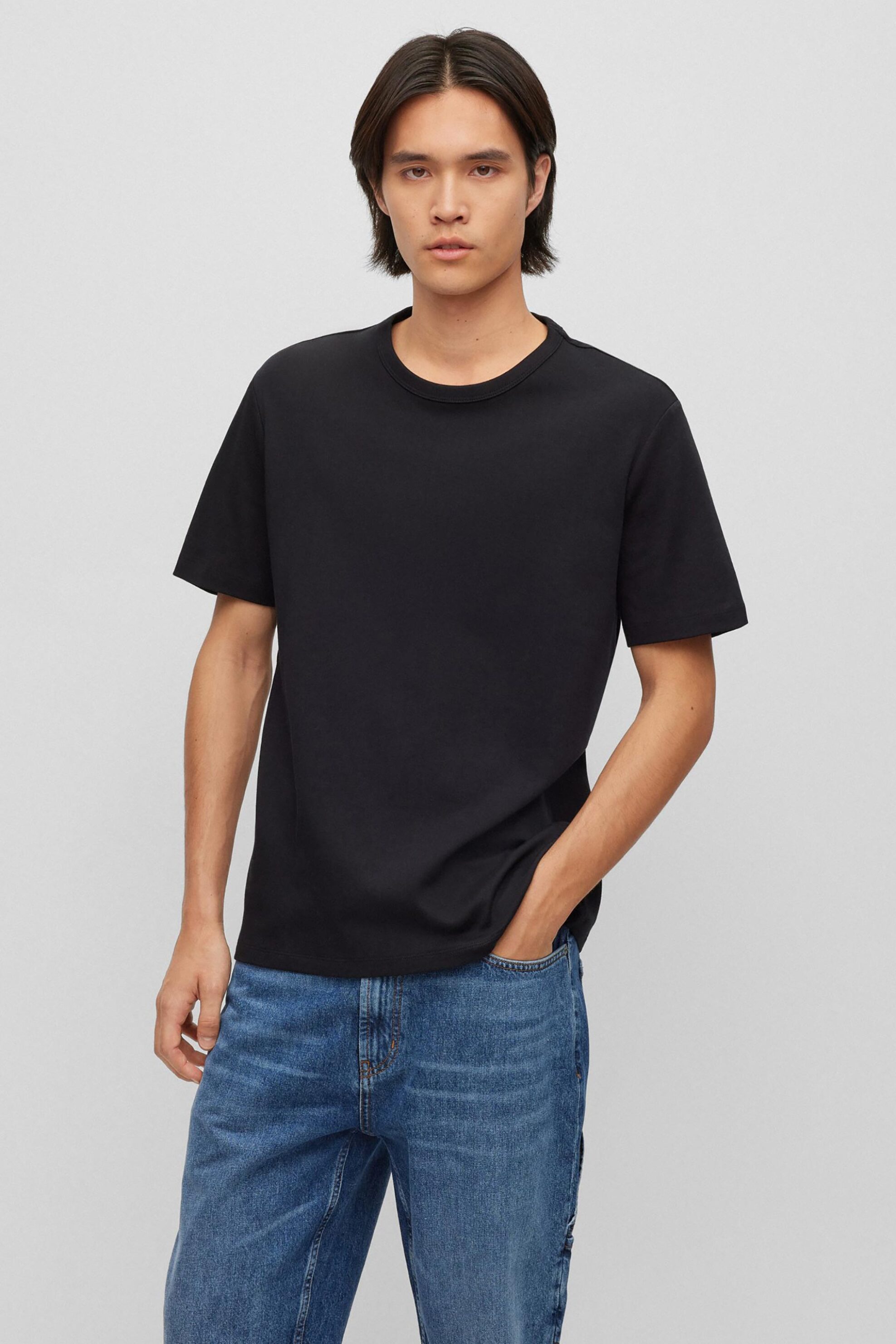 Ανδρική Μόδα > Ανδρικά Ρούχα > Ανδρικές Μπλούζες > Ανδρικά T-Shirts Hugo Boss ανδρικό T-shirt μονόχρωμο με στρογγυλή λαιμόκοψη "Dozy" - 50480434 Μαύρο