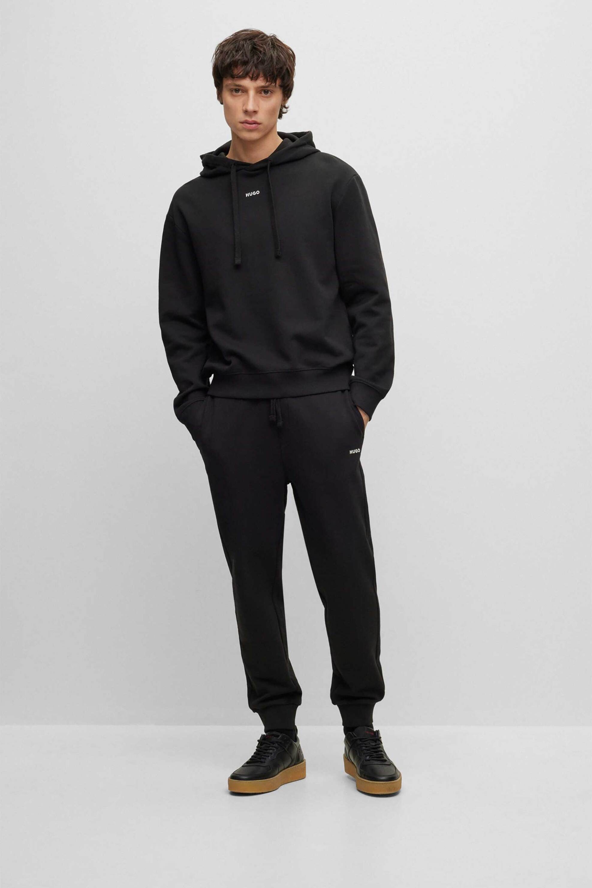 Hugo Boss ανδρικό βαμβακερό παντελόνι φόρμας μονόχρωμο με διακριτικό λογότυπο "Dayote232" - 50489617 Μαύρο