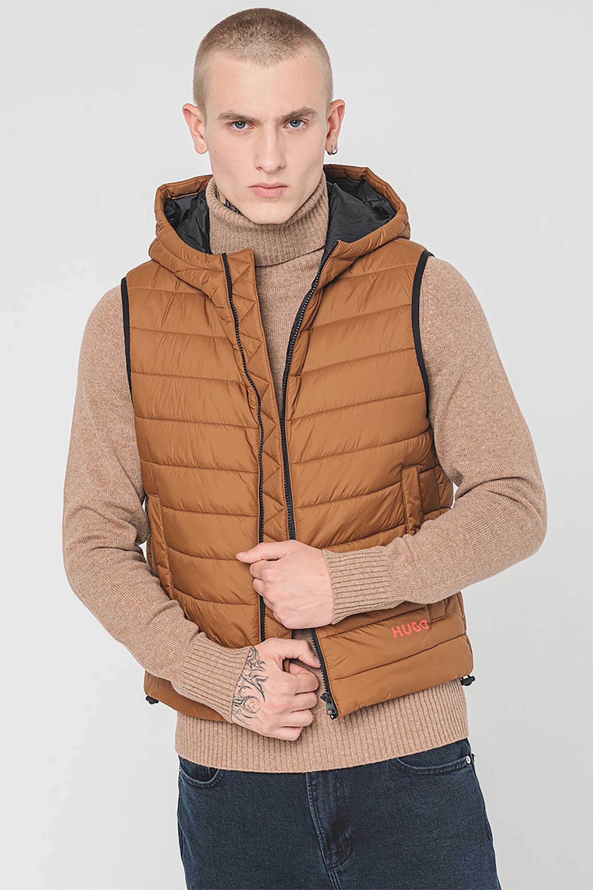 Hugo Boss ανδρικό αμάνικο μπουφάν με καπιτονέ σχέδιο ''Breneto'' - 50517872 Καφέ