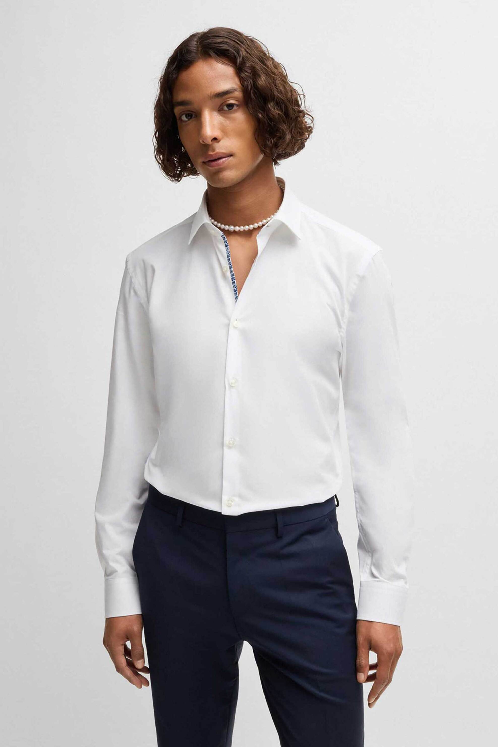 Hugo Boss ανδρικό πουκάμισο μονόχρωμο Slim Fit - 50519819 Λευκό