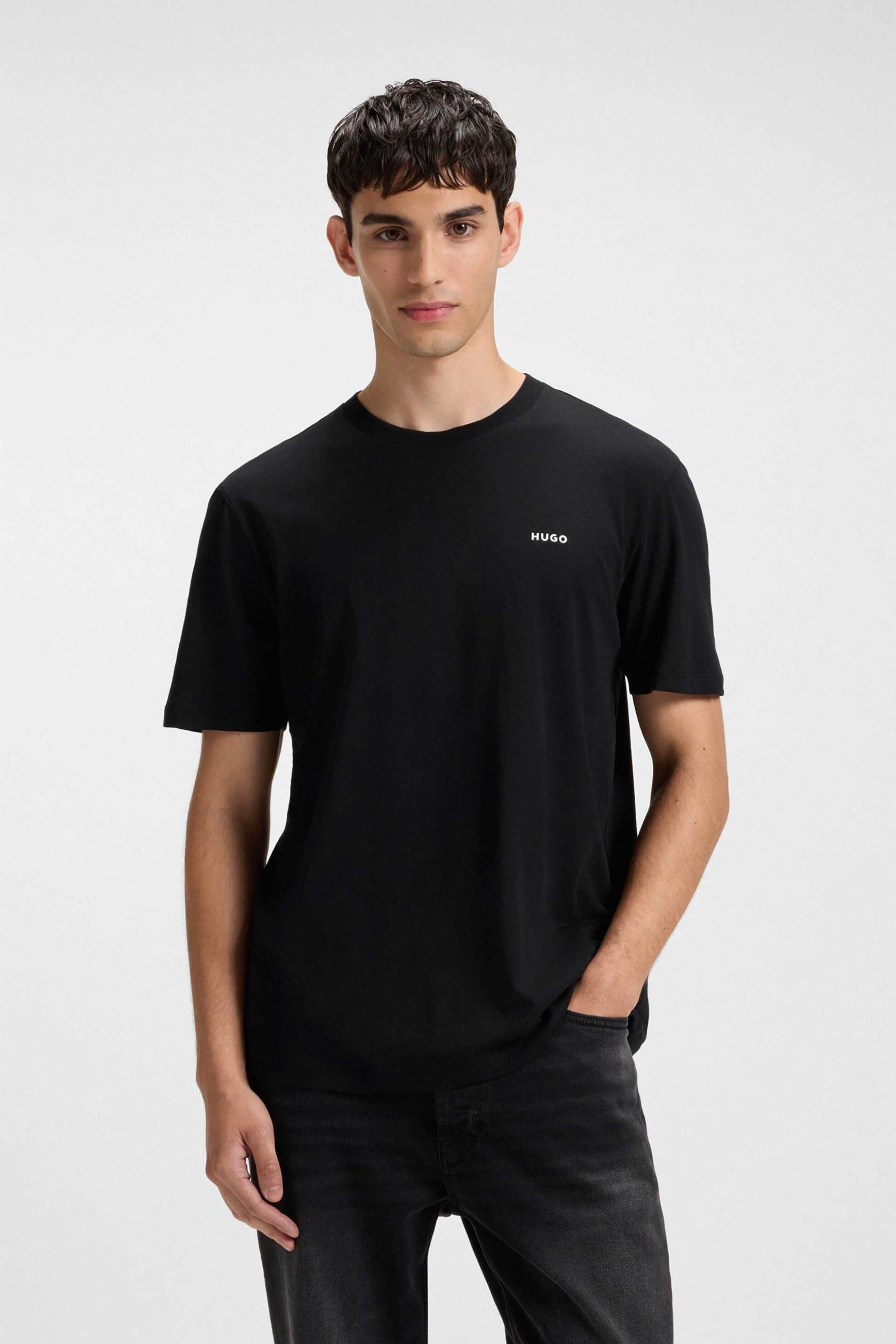 Hugo Boss ανδρικό T-shirt μονόχρωμο με ανάγλυφο λογότυπο Regular Fit "Dero222" - 50466158 Μαύρο