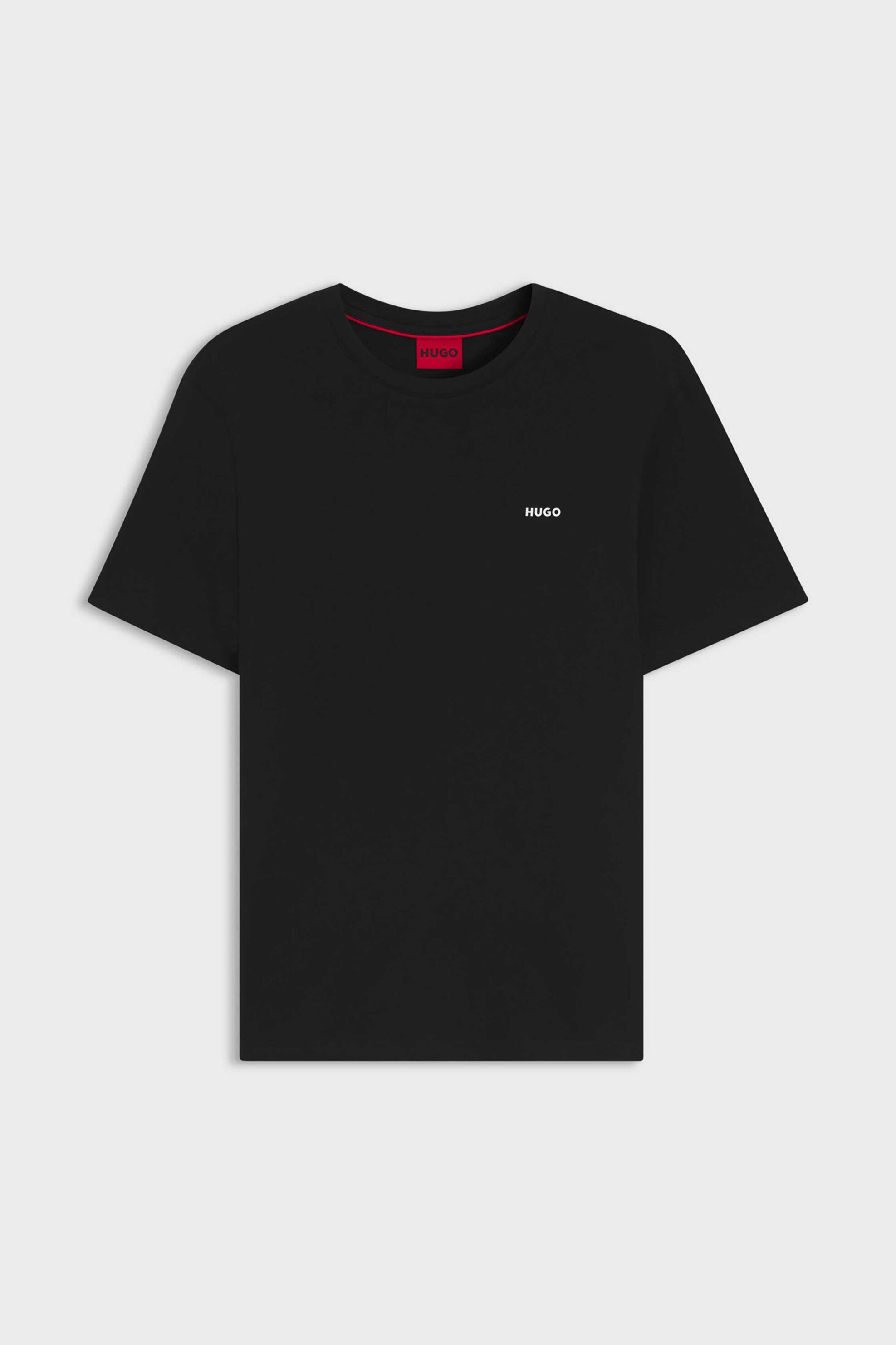 Hugo Boss Ανδρικό T-Shirt Μονόχρωμο με Ανάγλυφο Λογότυπο Regular Fit Dero222 - 50466158 Μαύρο