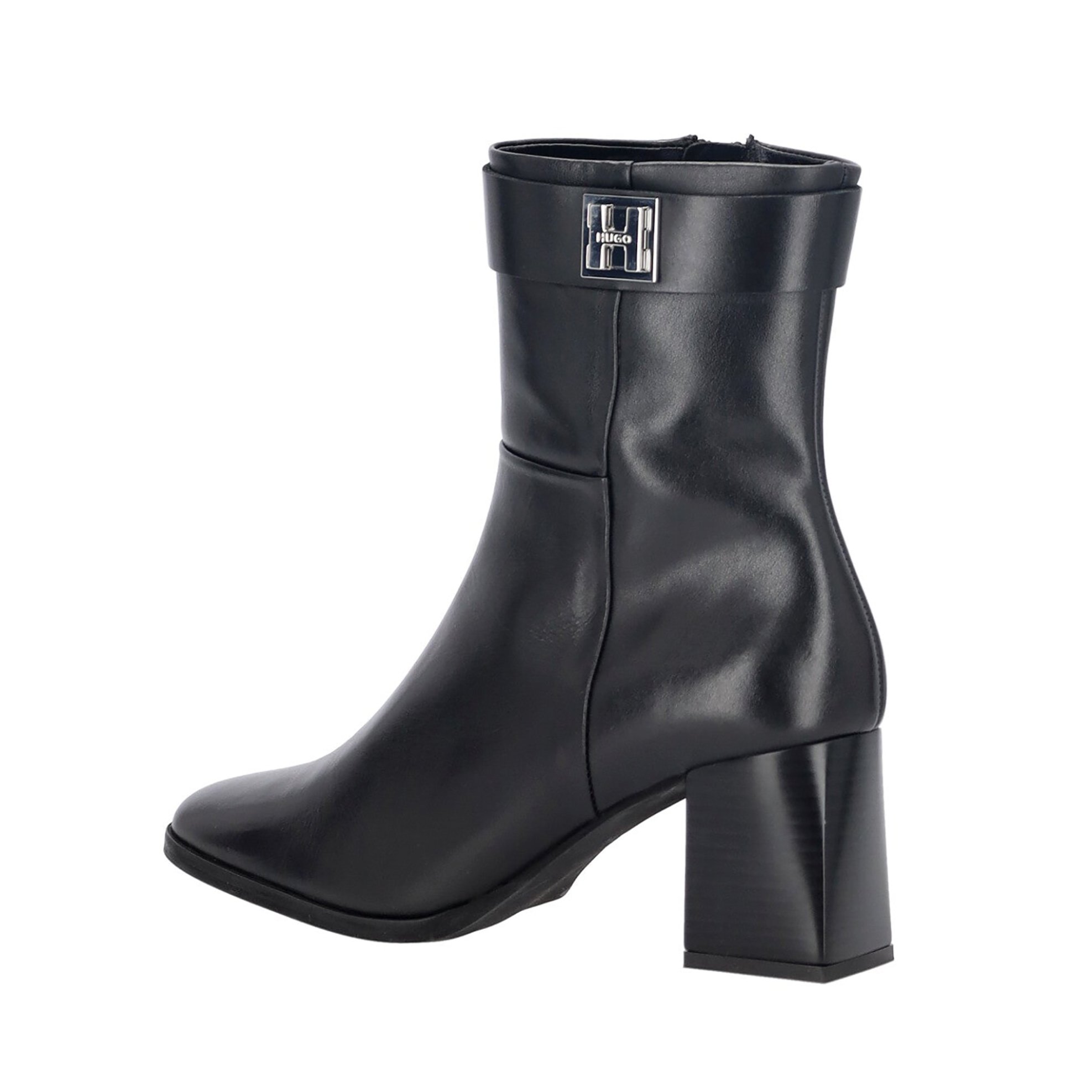 HUGO Hugo Boss γυναικεία ankle δερμάτινα μποτάκια με μεταλλικό λογότυπο "Gaia" - 50480943 Μαύρο - 3