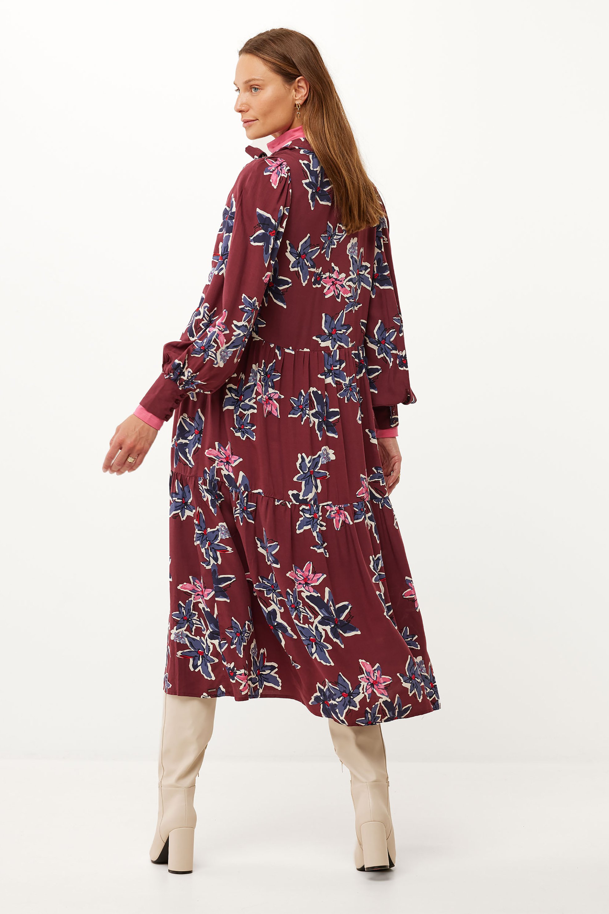 MEXX Mexx γυναικείο midi φόρεμα με floral print A line - XC0613026W Μπορντό - 4
