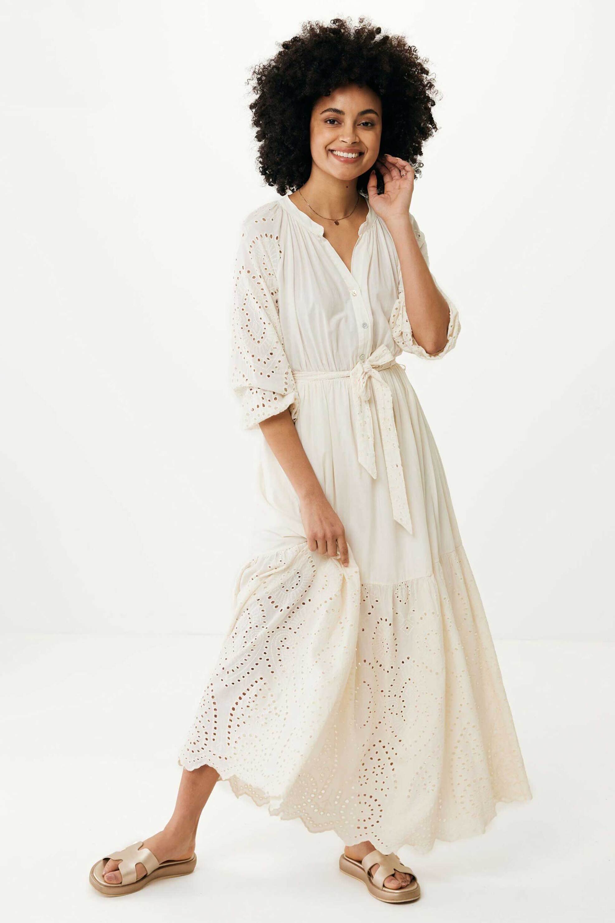Mexx γυναικείo maxi φόρεμα με κιπούρ δαντέλα - FL0660033W Εκρού