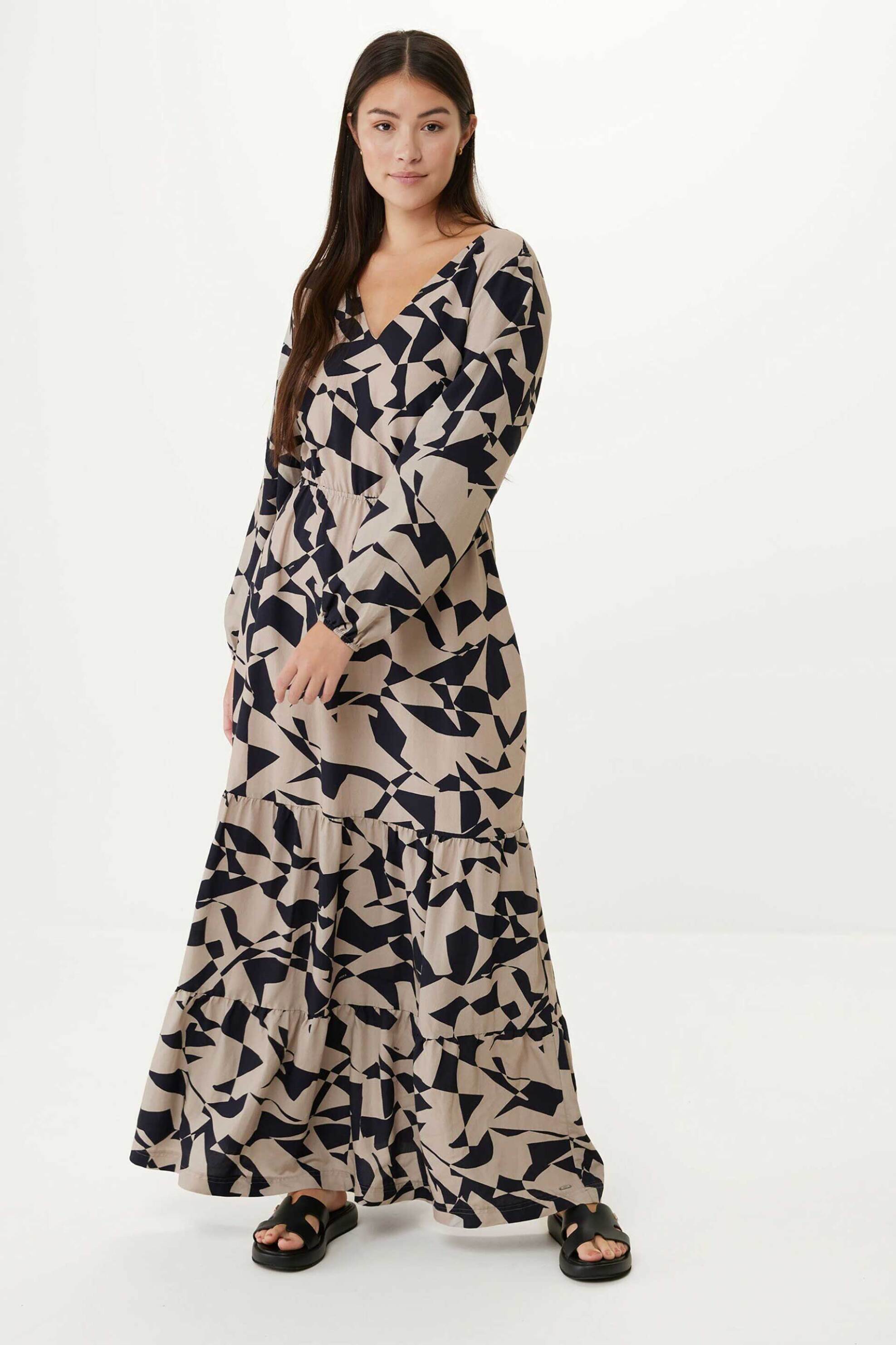 Mexx γυναικείo maxi φόρεμα με εμπριμέ print και ανοιχτή πλάτη - TU0631033W Μπεζ