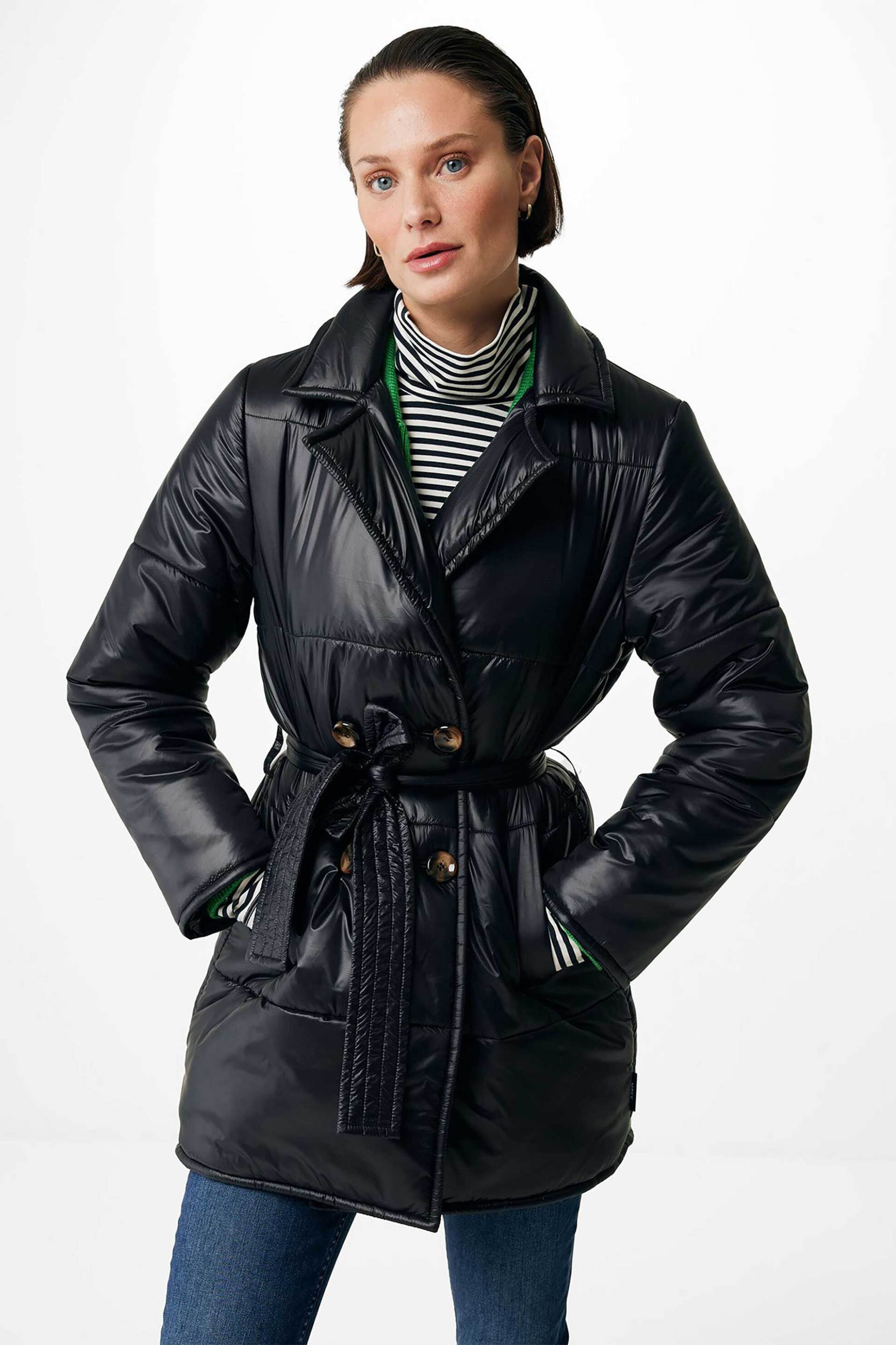 MEXX Mexx γυναικείο καπιτονέ μπουφάν με ζώνη - NO1123036W Μαύρο