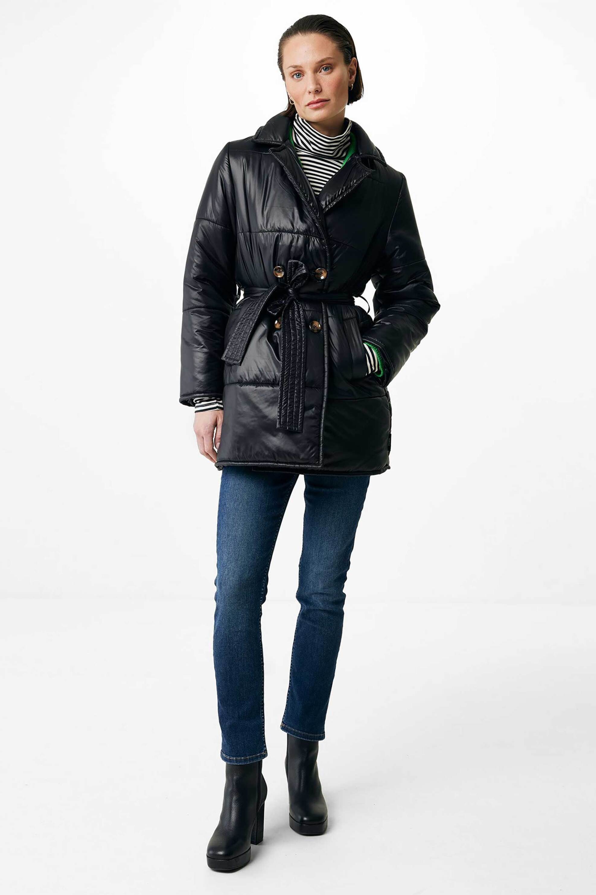 Mexx γυναικείο καπιτονέ μπουφάν με ζώνη - NO1123036W Μαύρο