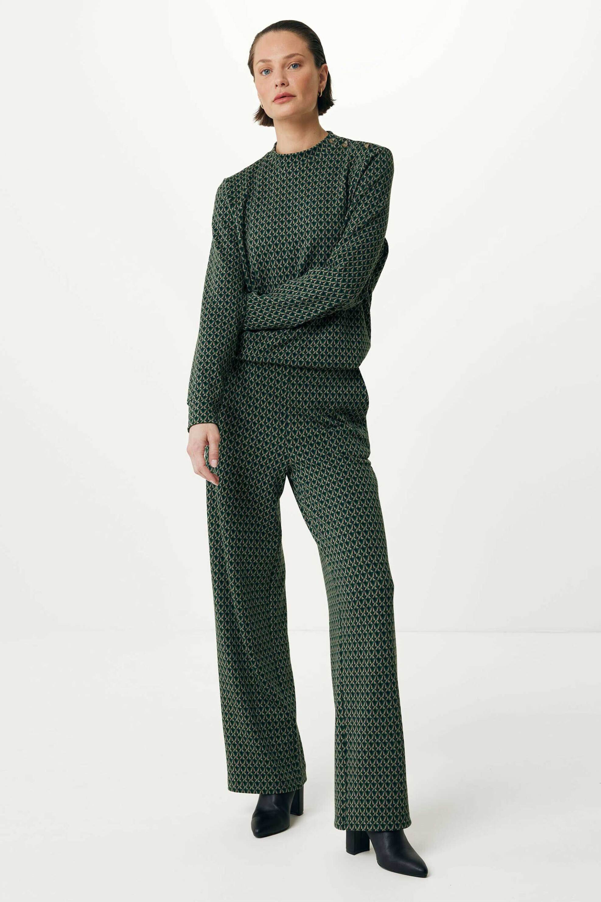 Mexx γυναικείο jacquard παντελόνι με μικροσχέδιο - TU1326036W Πράσινο Σκούρο