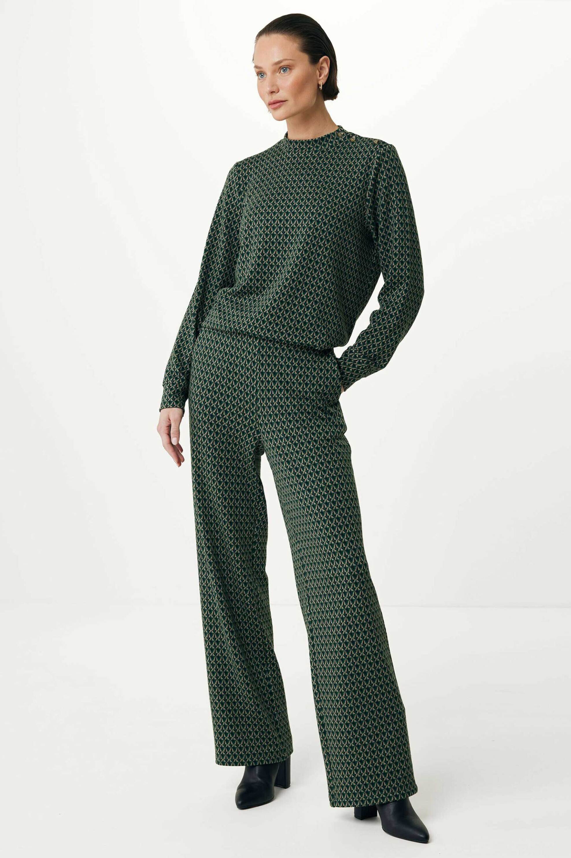 Mexx γυναικεία jacquard μπλούζα με μικροσχέδιο - TU2191036W Πράσινο Σκούρο