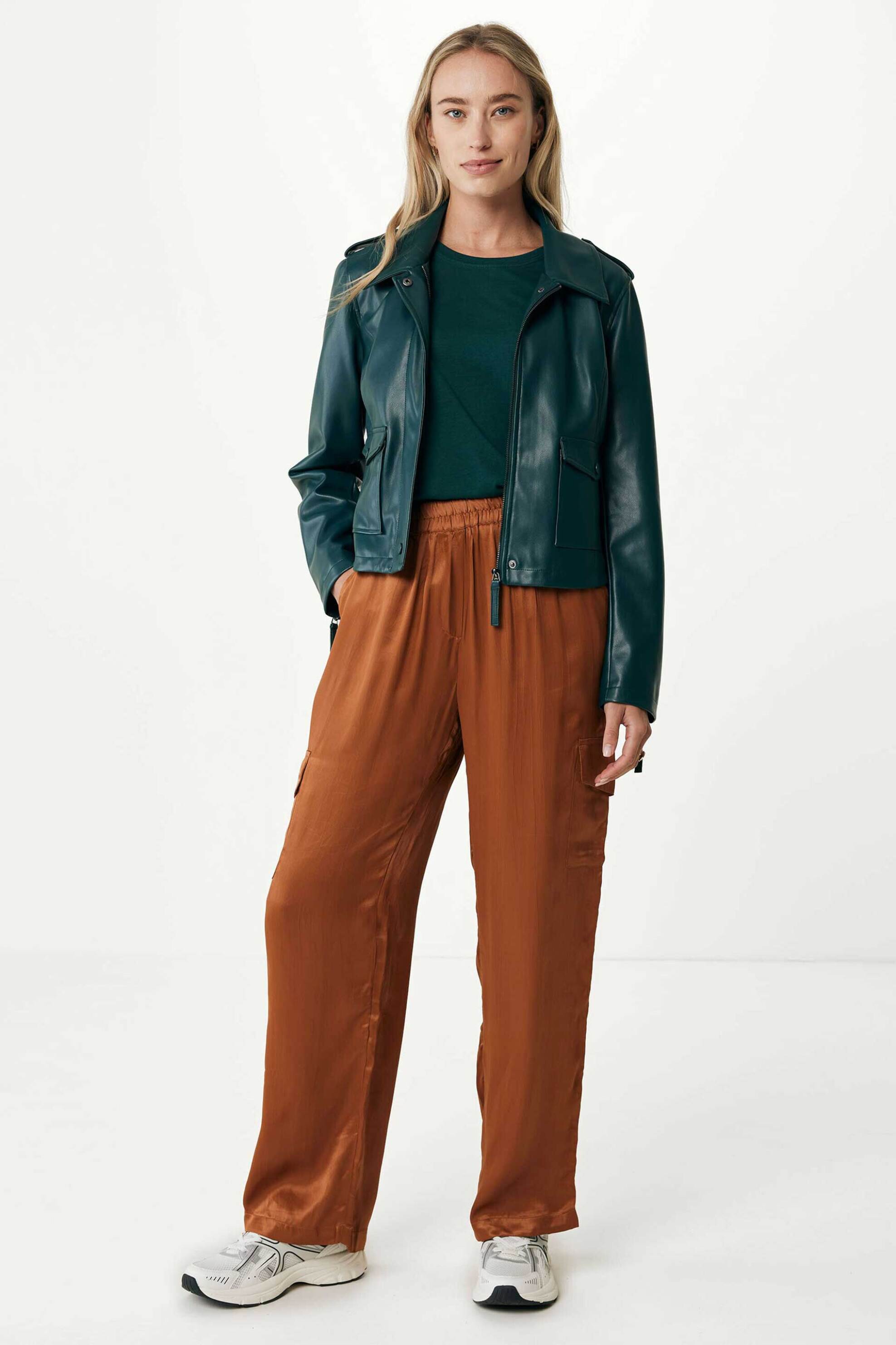 Mexx γυναικείο jacket από faux leather - NO0706036W Πράσινο Σκούρο