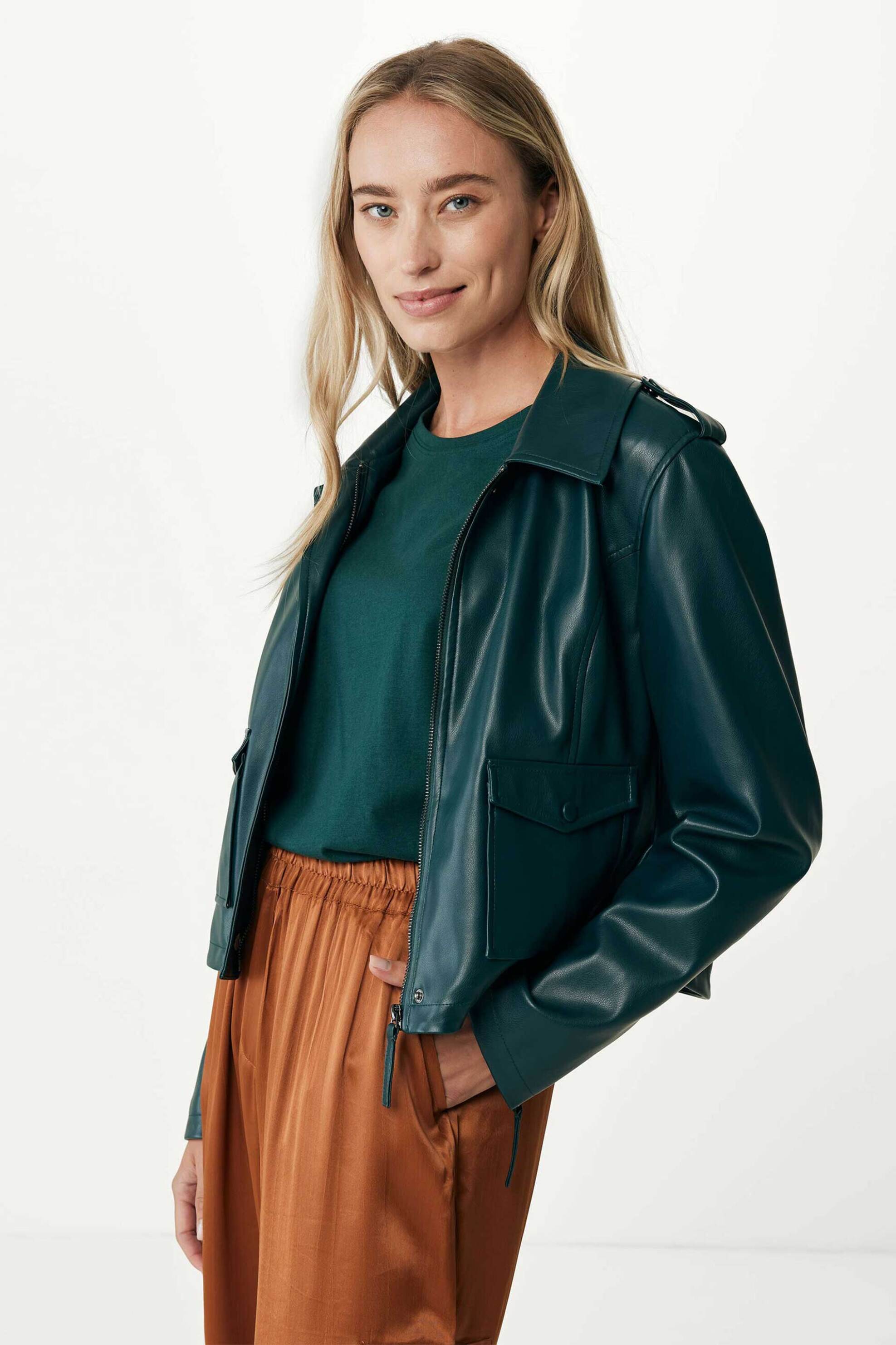 Mexx γυναικείο jacket από faux leather - NO0706036W Πράσινο Σκούρο
