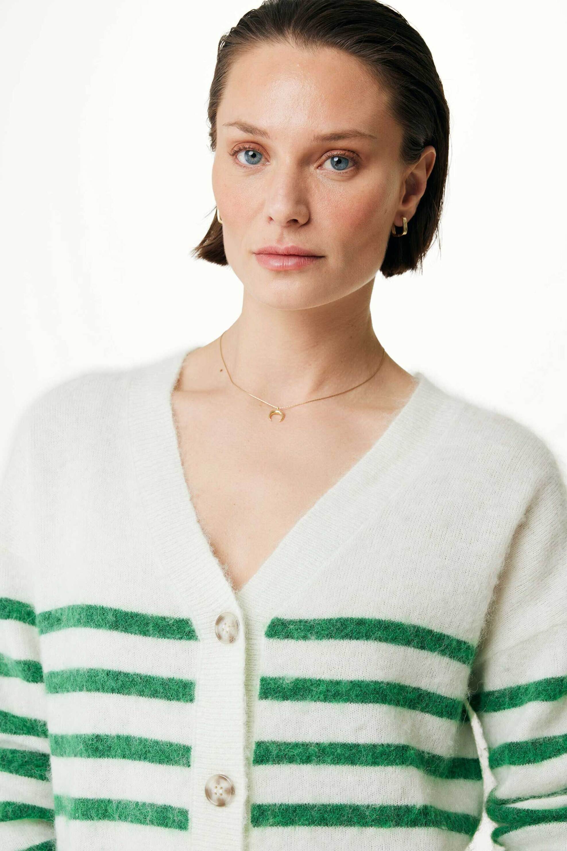 MEXX Mexx γυναικεία ζακέτα πλεκτή με ριγέ print - JO0981036W Εκρού - 3