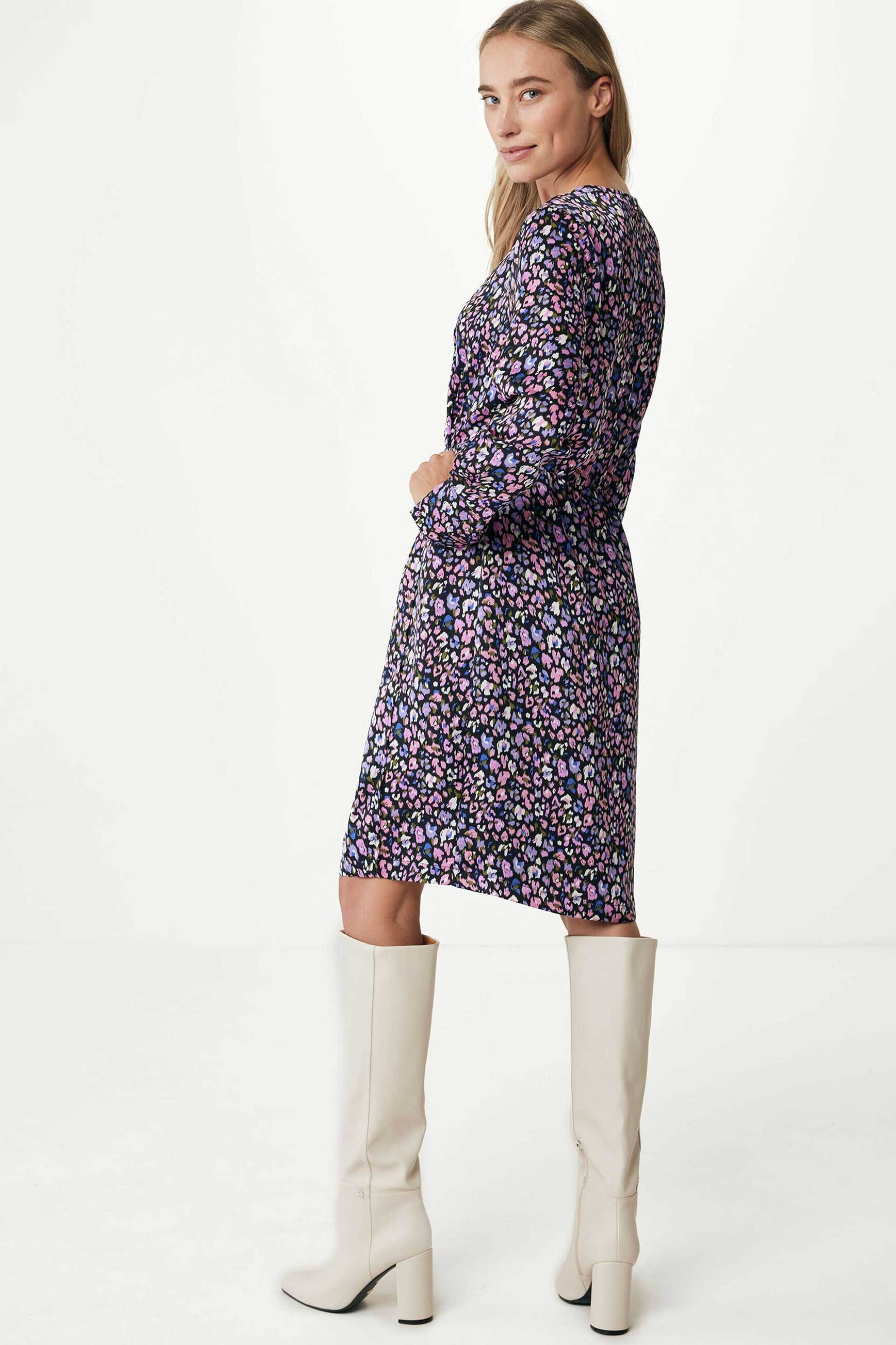 MEXX Mexx γυναικείo mini φόρεμα floral φόρεμα με μακρύ μανίκι - XC0645036W Μοβ Σκούρο - 3