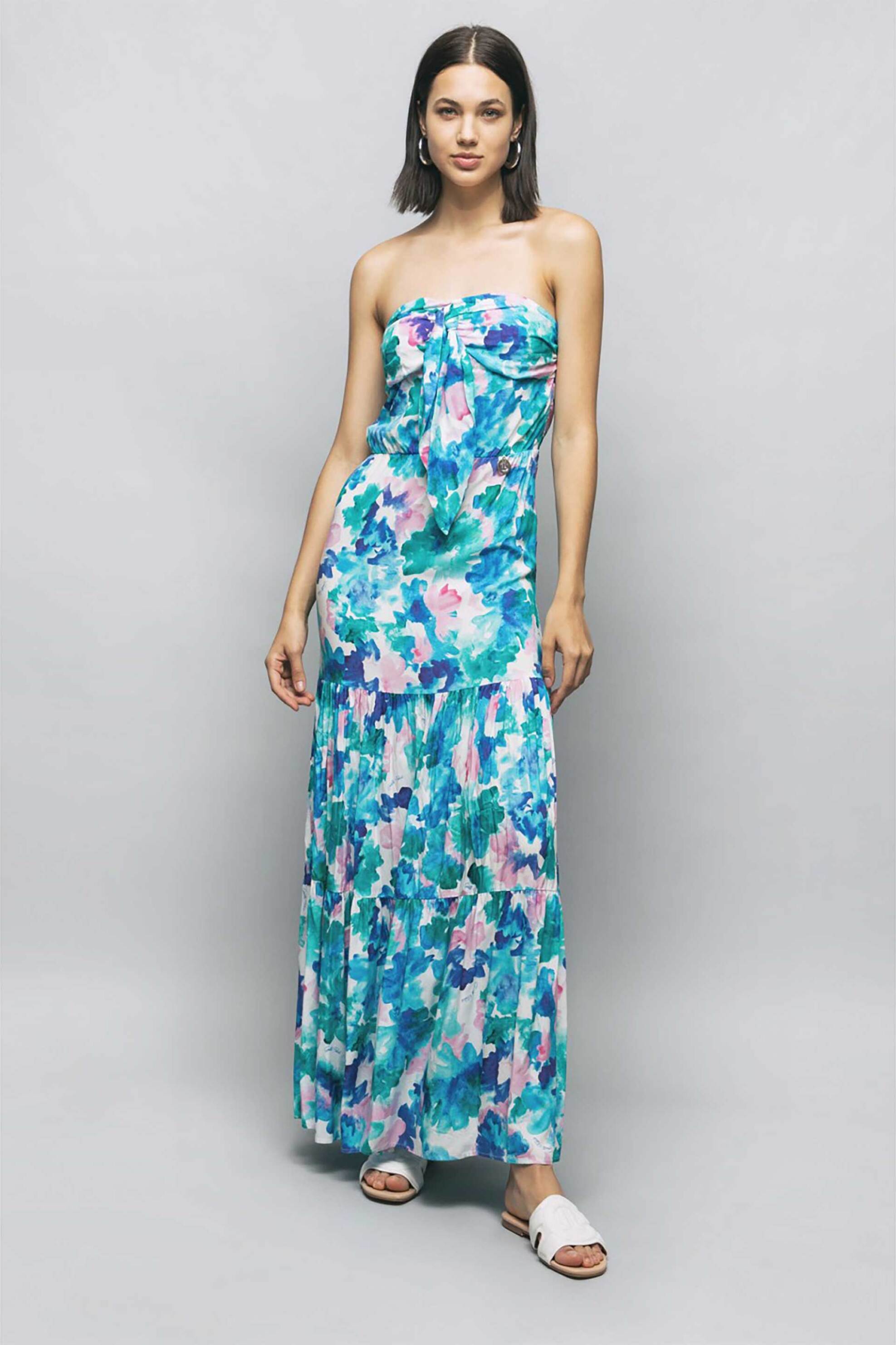 GAELLE Gaelle γυναικείο maxi φόρεμα στράπλες με floral print - GBDP16196 - 2