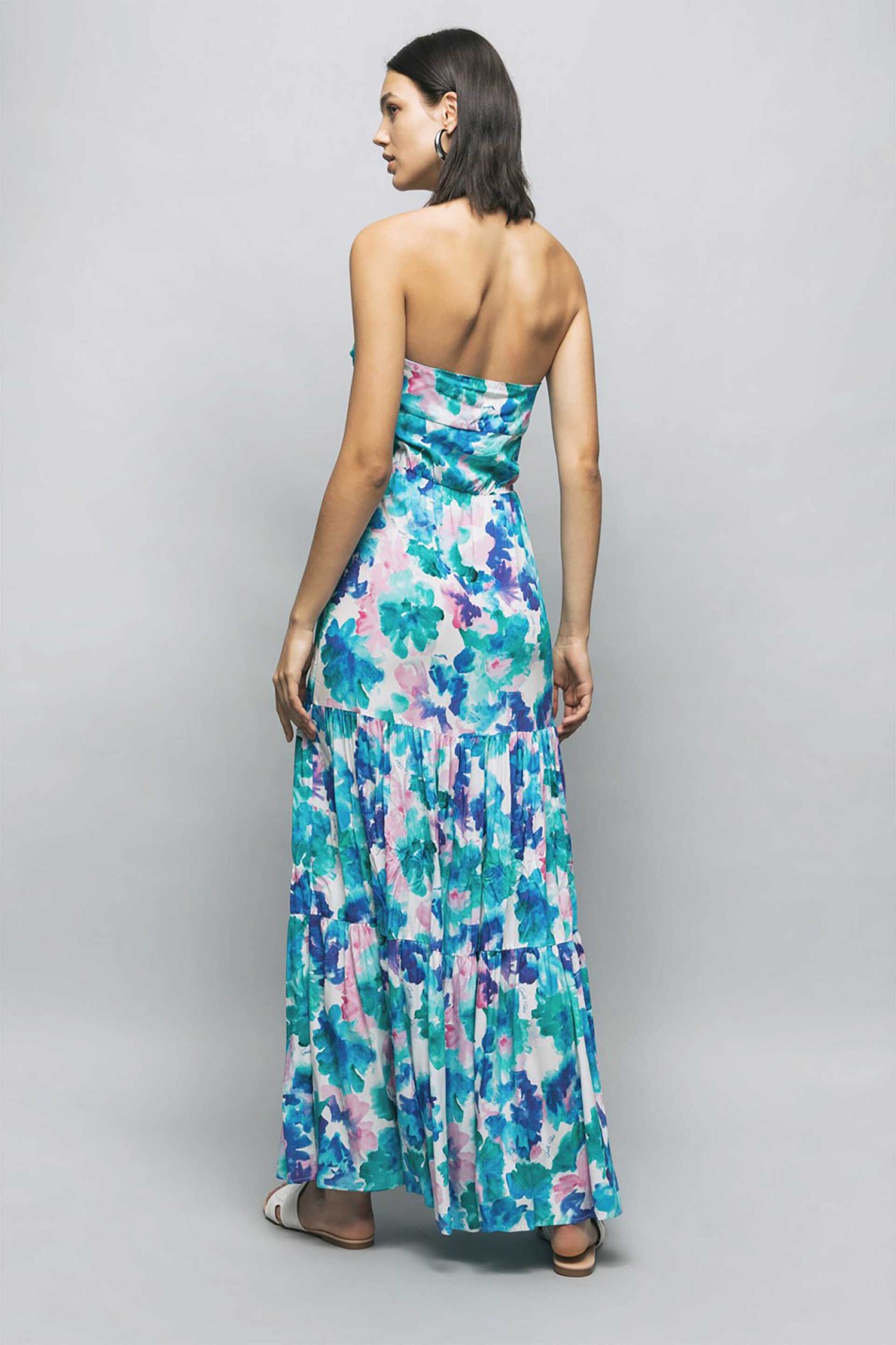 GAELLE Gaelle γυναικείο maxi φόρεμα στράπλες με floral print - GBDP16196 - 3